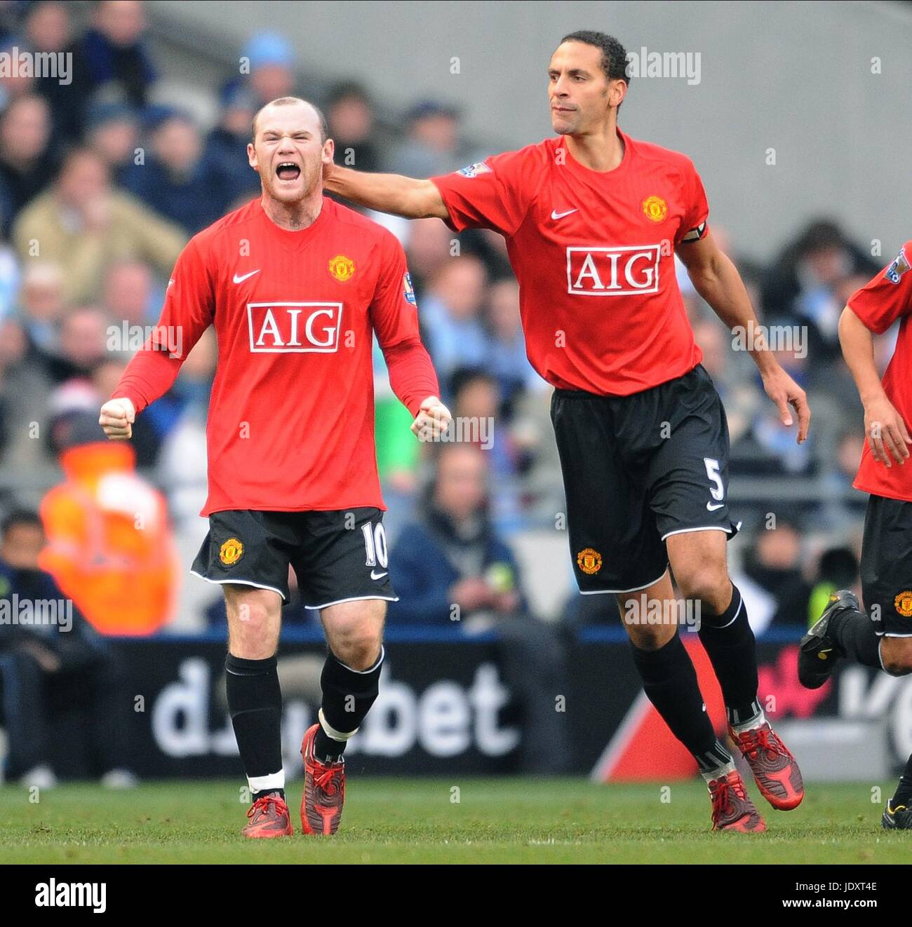 Wayne Rooney Celebrates Goal Manchester City V Manchester United Stock Photo Alamy