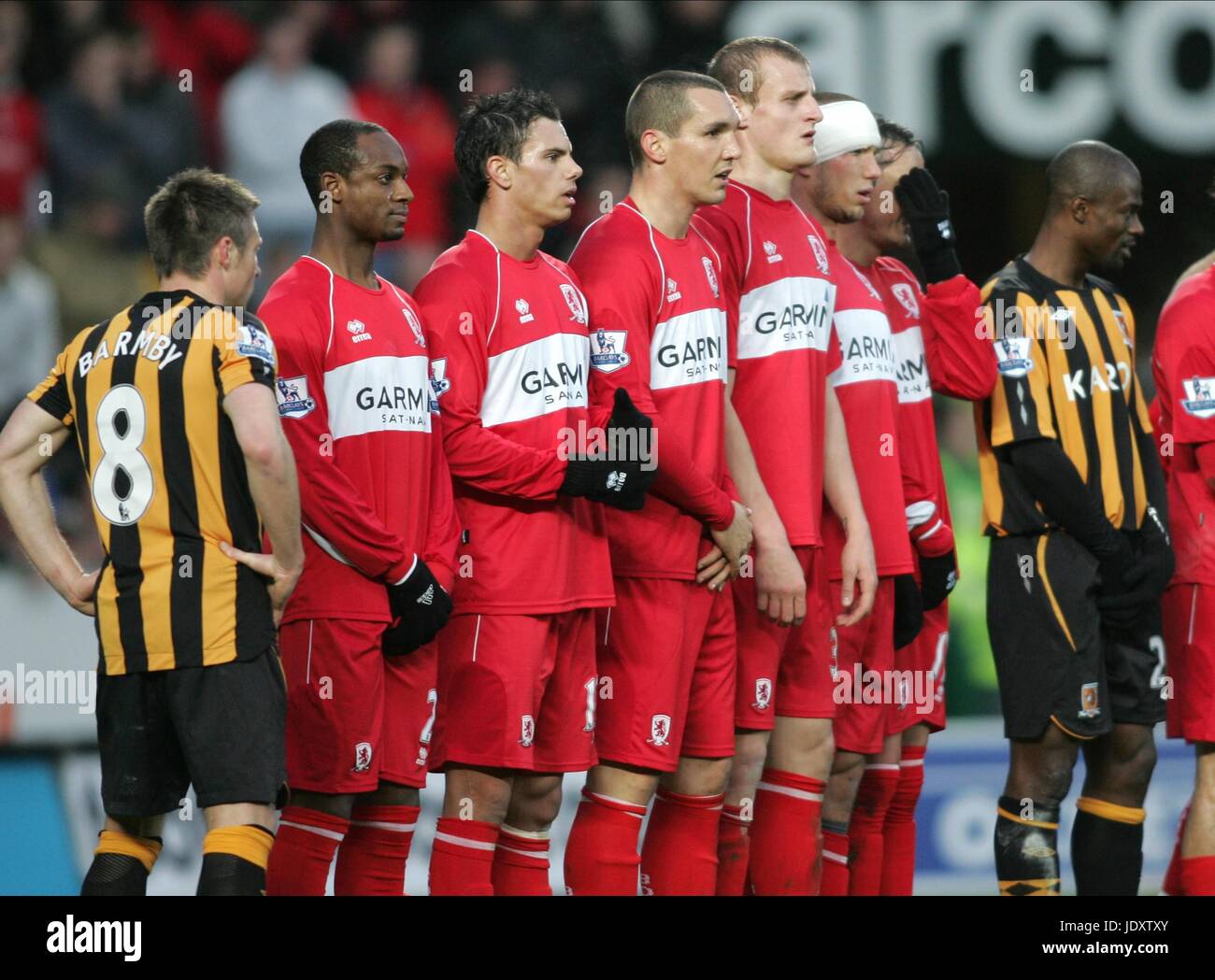 MIDDLESBROUGH WALL HULL V MIDDLESBROUGH KC STADIUM HULL ENGLAND 06 December 2008 Stock Photo