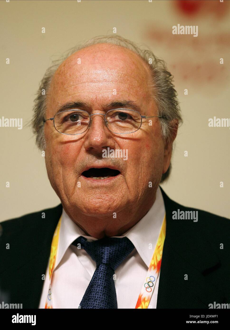 SEPP BLATTER PRESIDENT OF FIFA OLYMPIC STADIUM BEIJING CHINA 21 August 2008 Stock Photo