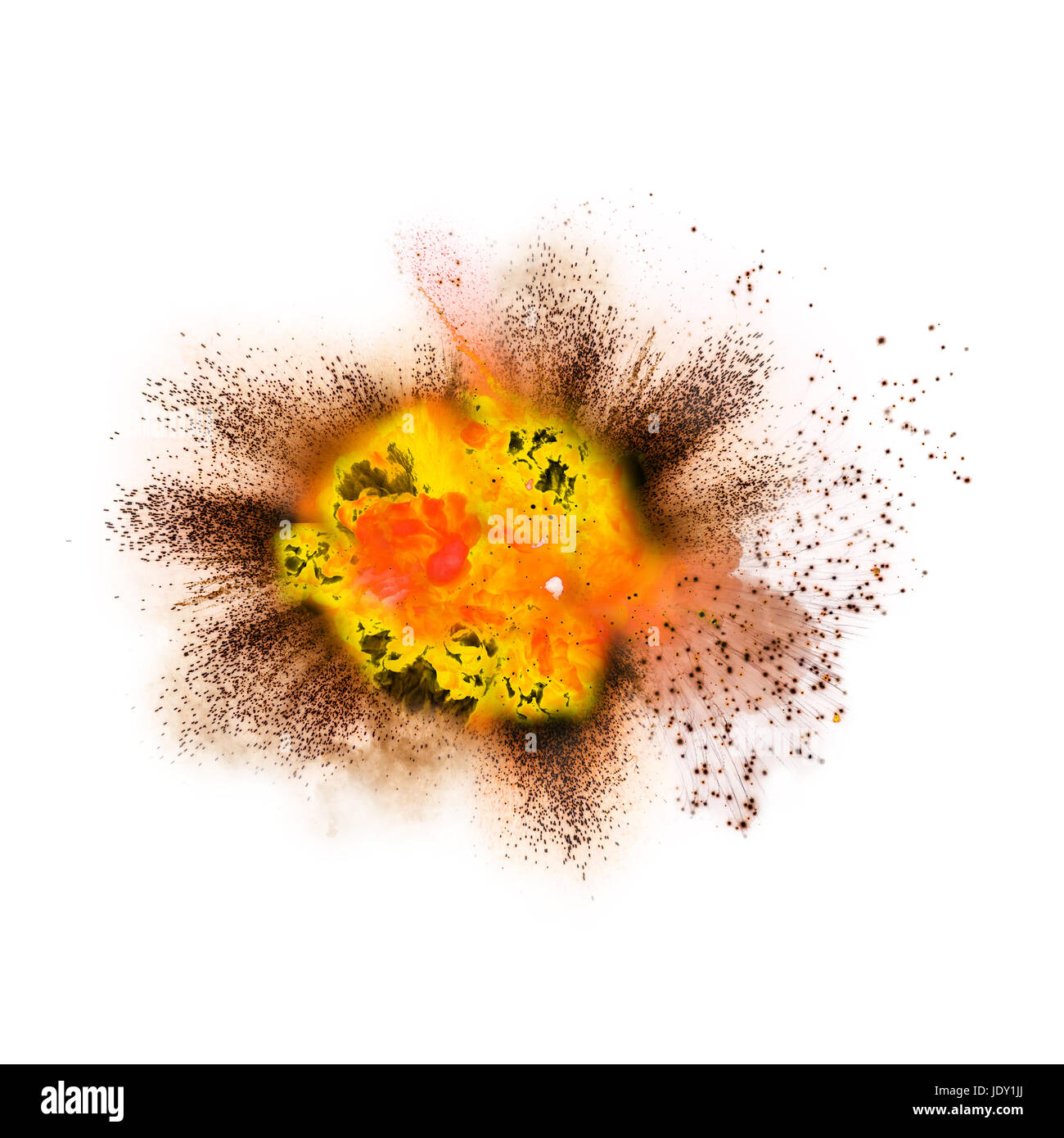 Orange explosion isolated on white background Stock Photo Alamy