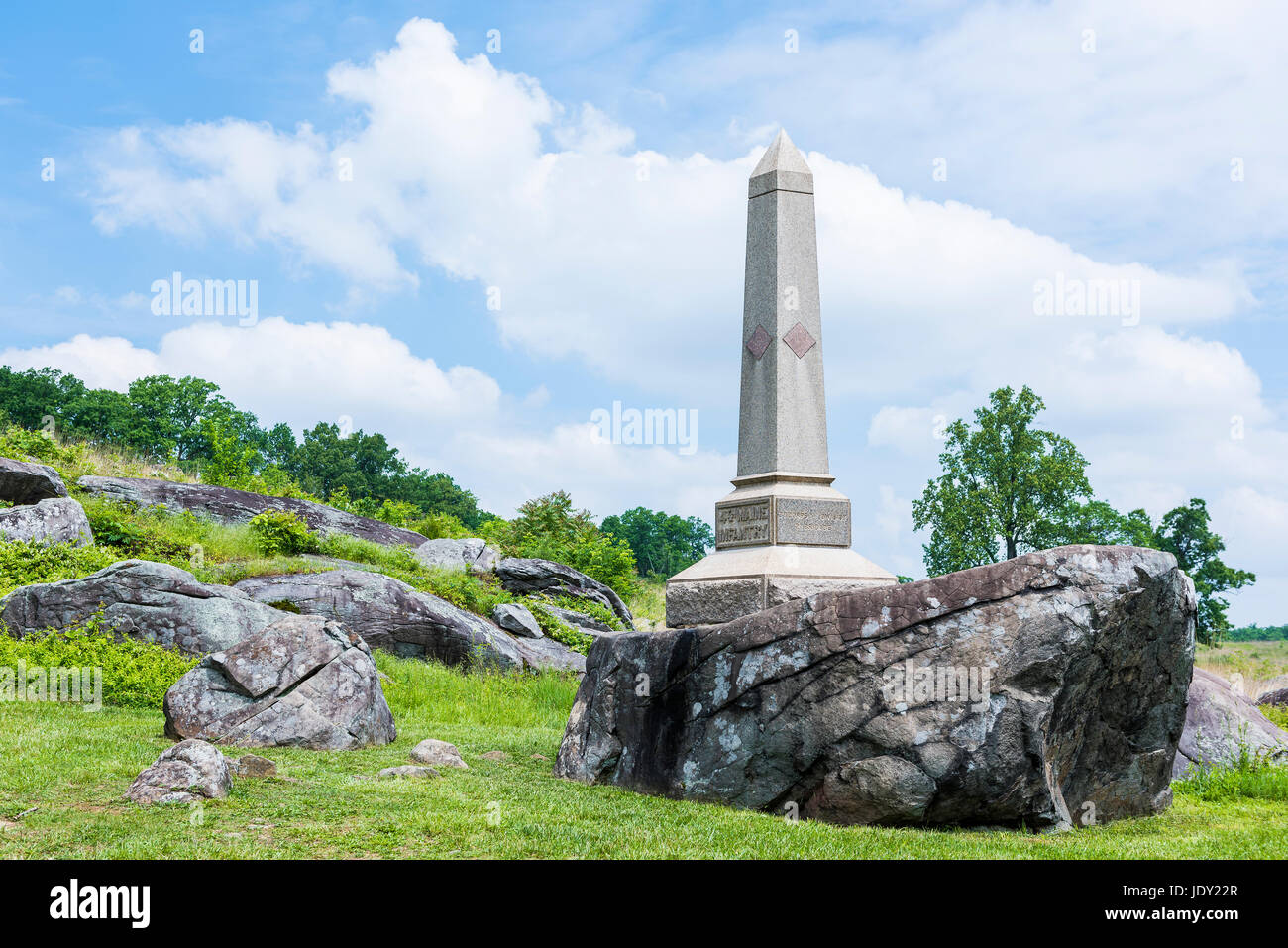 Gettysburg, USA May 24, 2017 Little Round Top Grave stone in