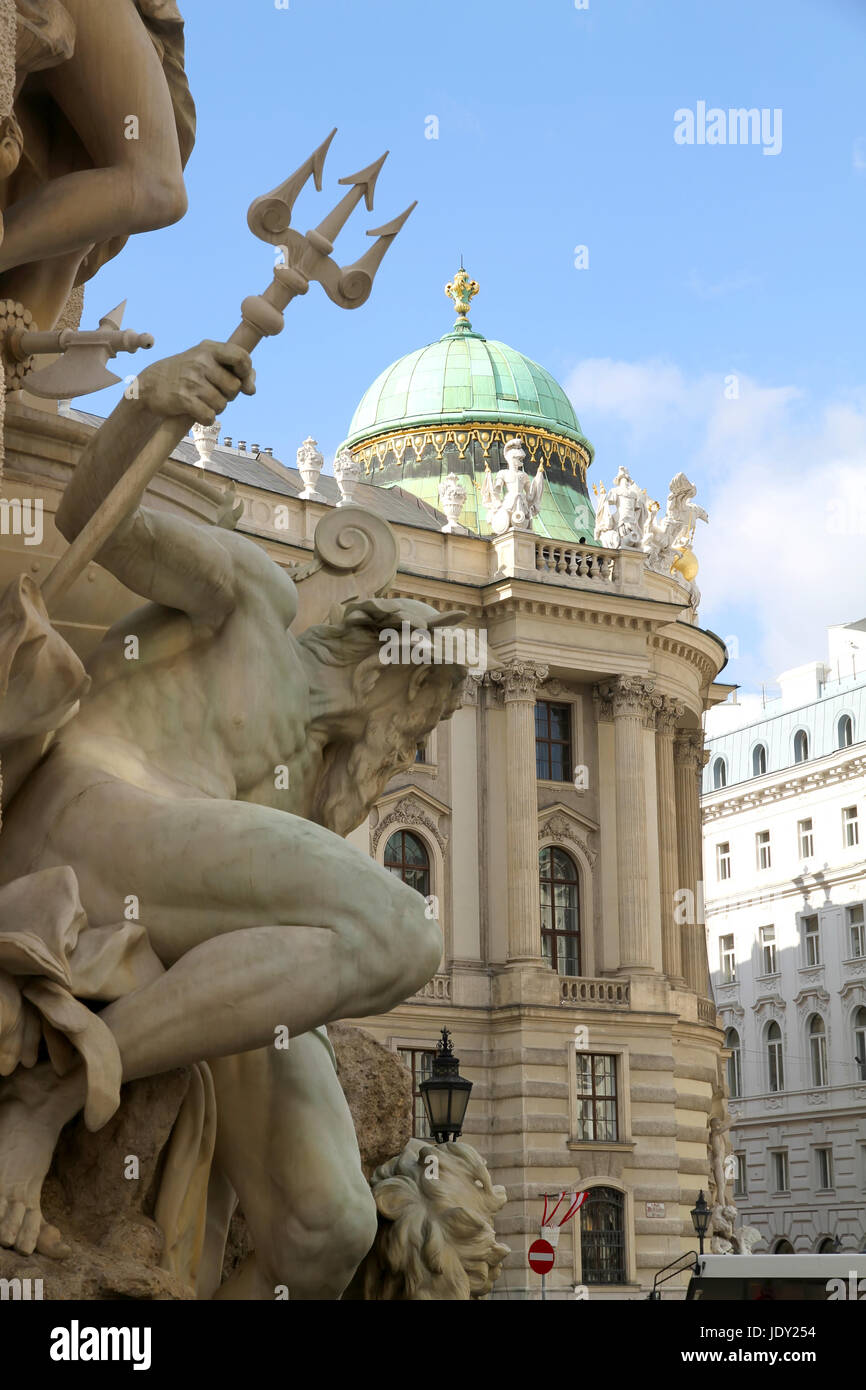 The Michaelertrakt of the Hofburg in Vienna, Austria. View from the Michaelerplatz. Stock Photo