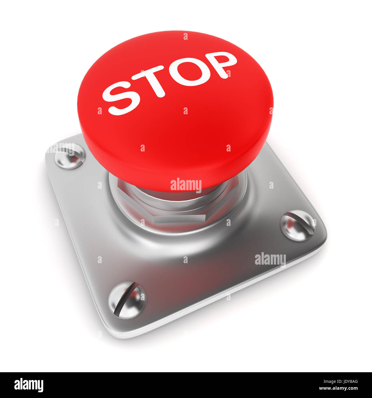 Red button. 3d illustration on white background Stock Photo - Alamy