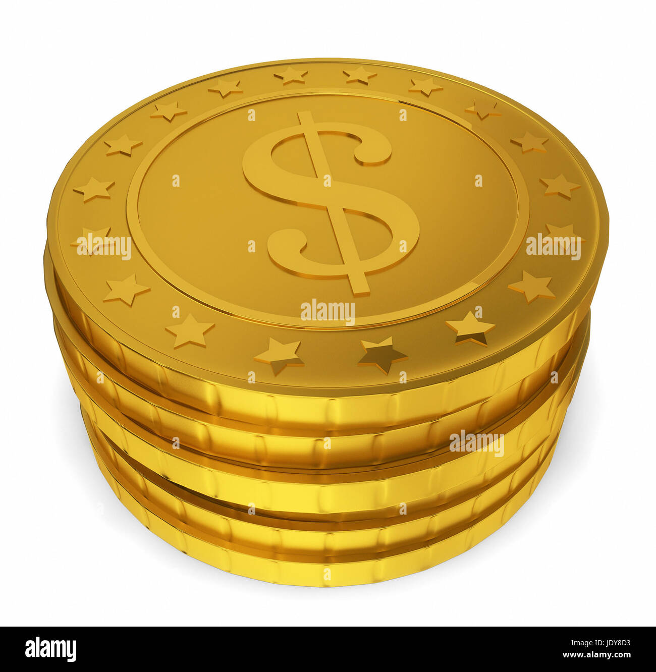 Stack of golden coins. 3d illustration on white background Stock Photo ...