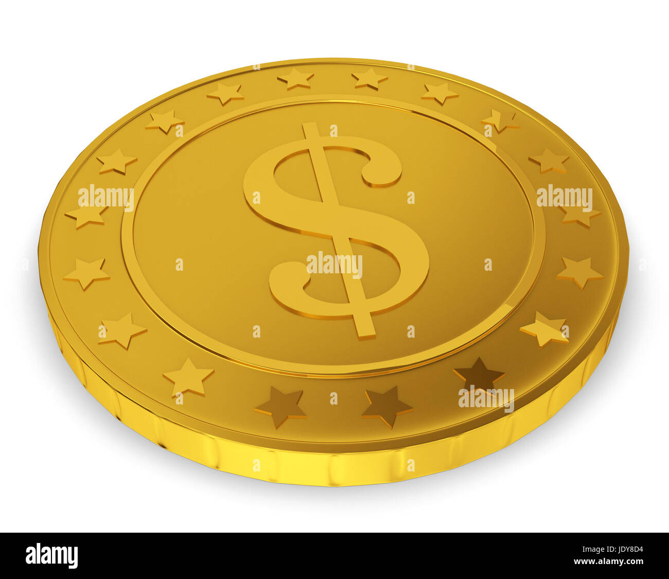 Golden coin. 3d illustration on white background Stock Photo - Alamy
