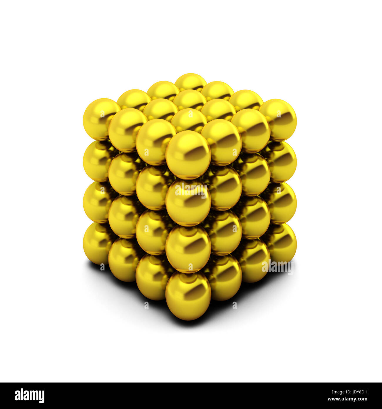 3d rednder of cube consists of golden balls Stock Photo Alamy