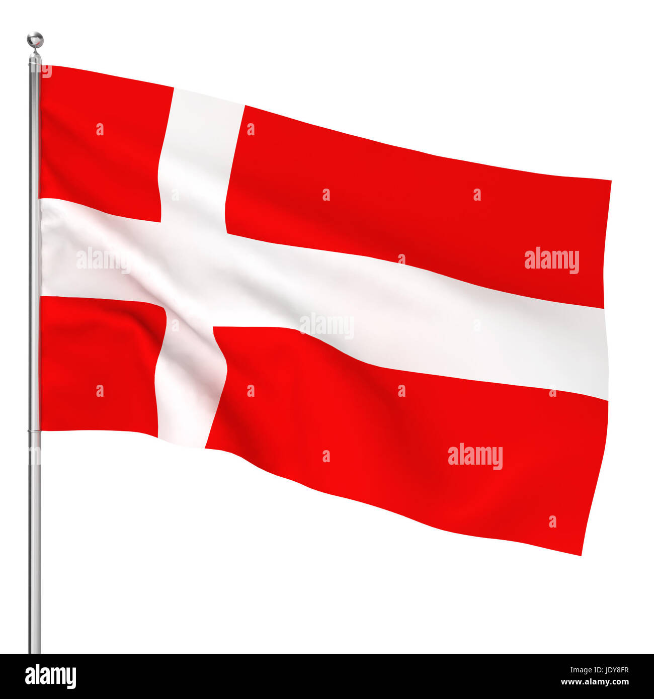 Danish flag. 3d illustration on white background Stock Photo