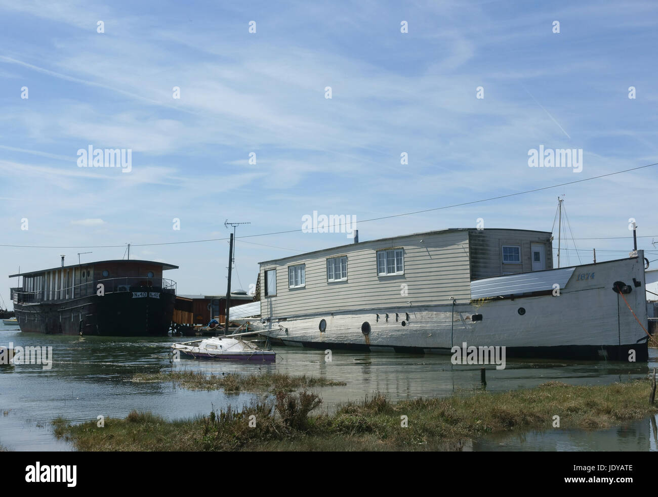 house boats at West Mersea Stock Photo Alamy