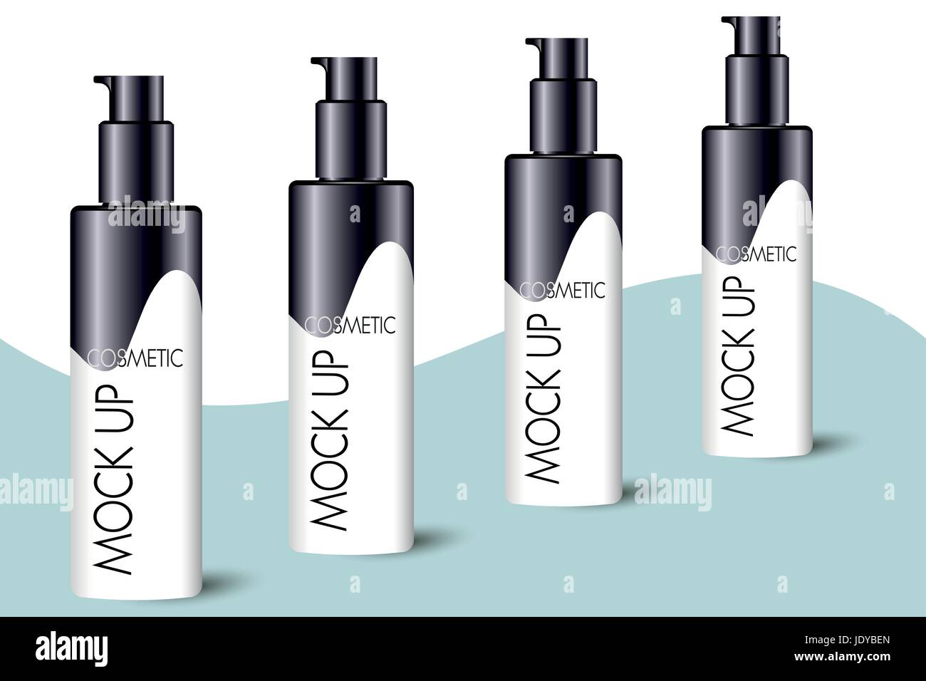 Plastic Cosmetic Pump Bottle. Photorealistic Cosmetics Packaging Mock-up. Stock Vector