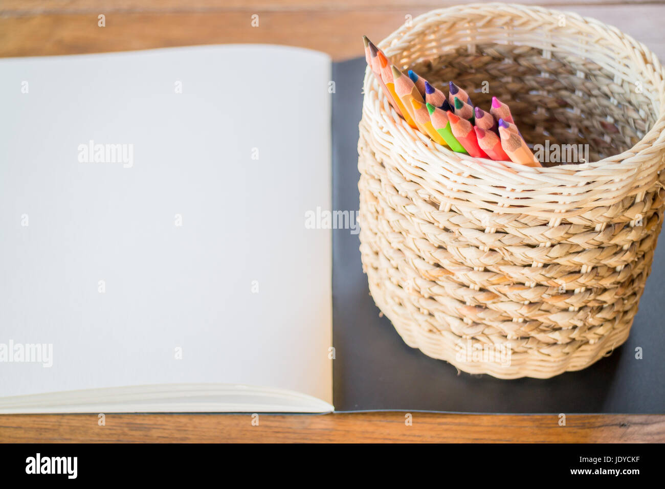 Artist sketchbook and colored pencils, stock photo Stock Photo Alamy