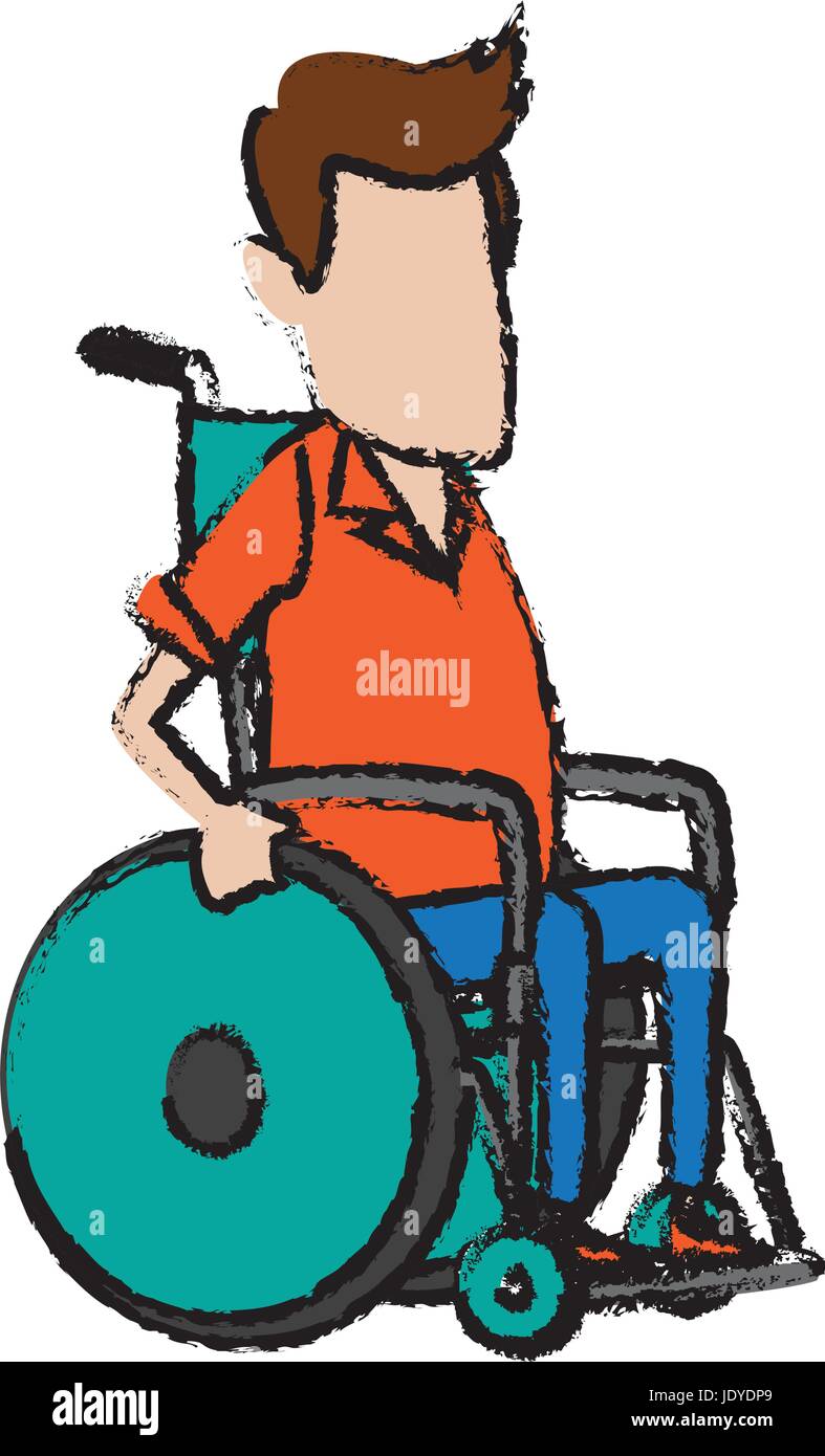 man character disabled sitting in wheelchair image Stock Vector Image ...