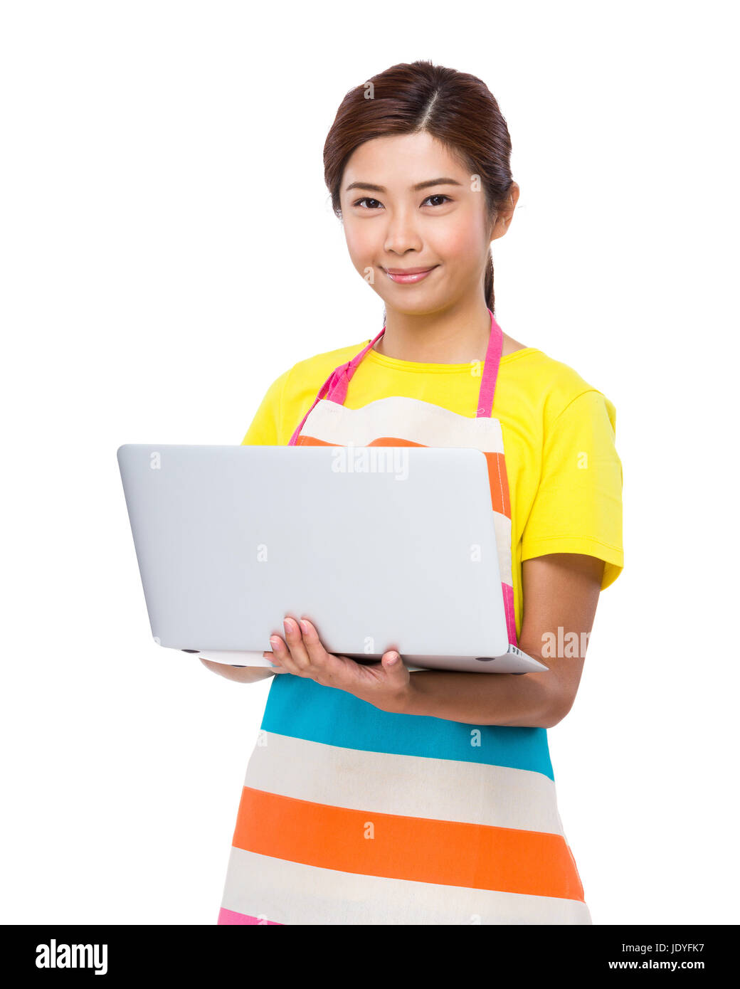 Housewife use notebook computer Stock Photo - Alamy