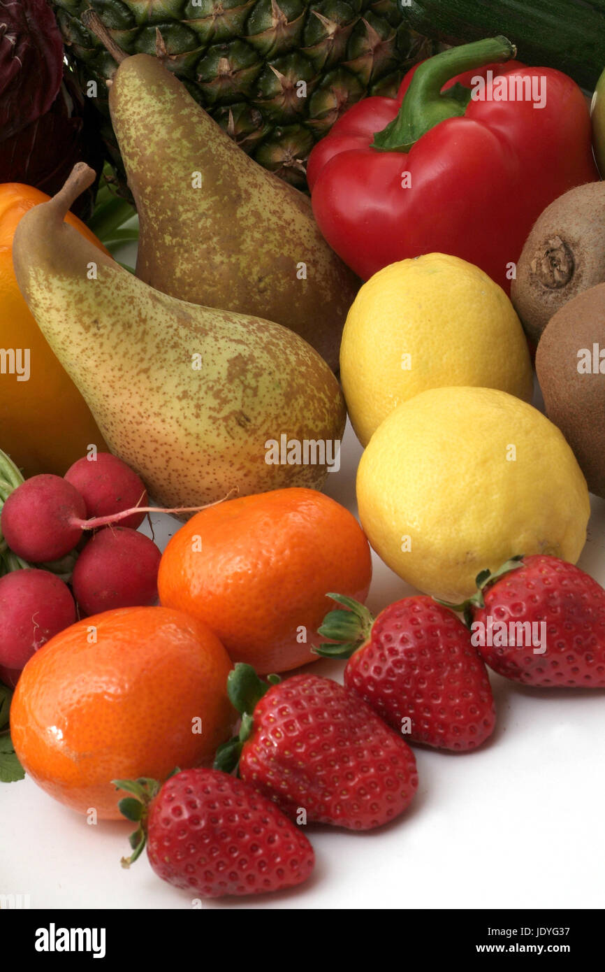 Colorful fresh group of fruits and vegetables Stock Photo - Alamy