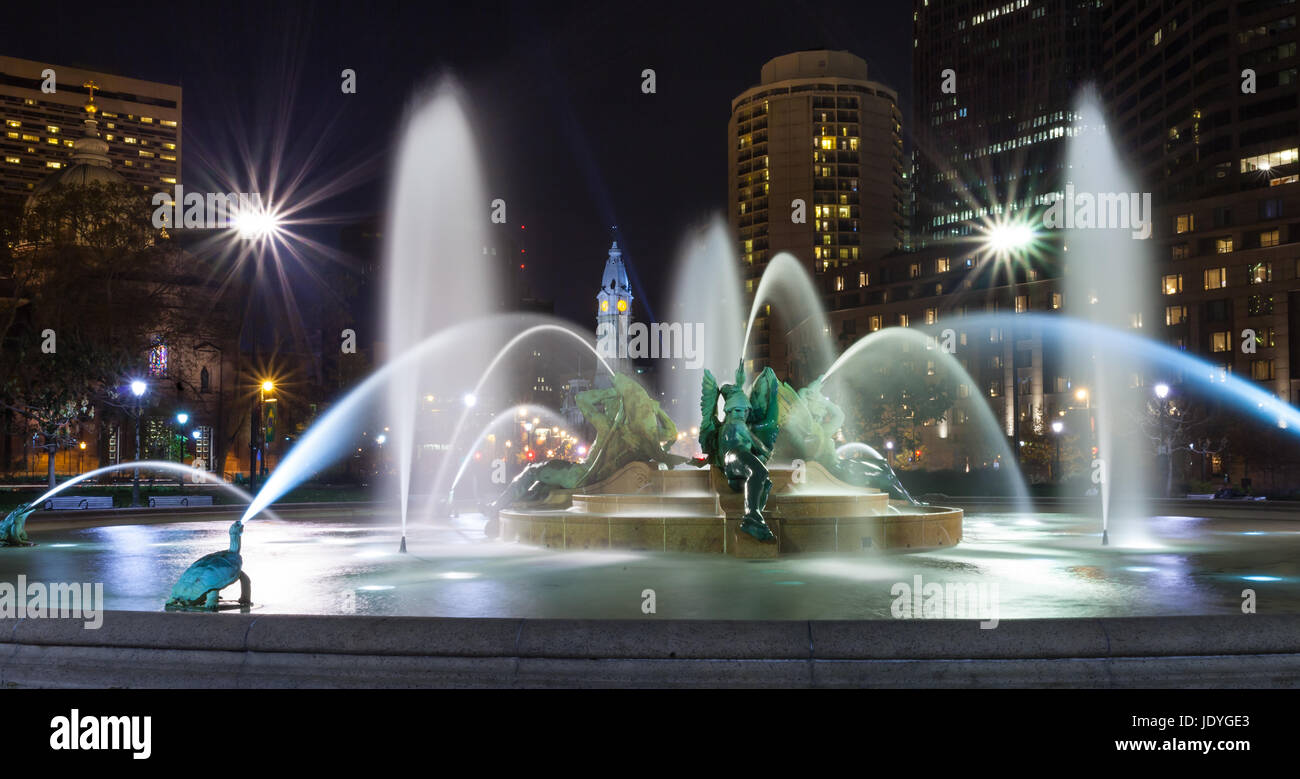 Logan Circle Fountains, Philadelphia, PA Stock Photo