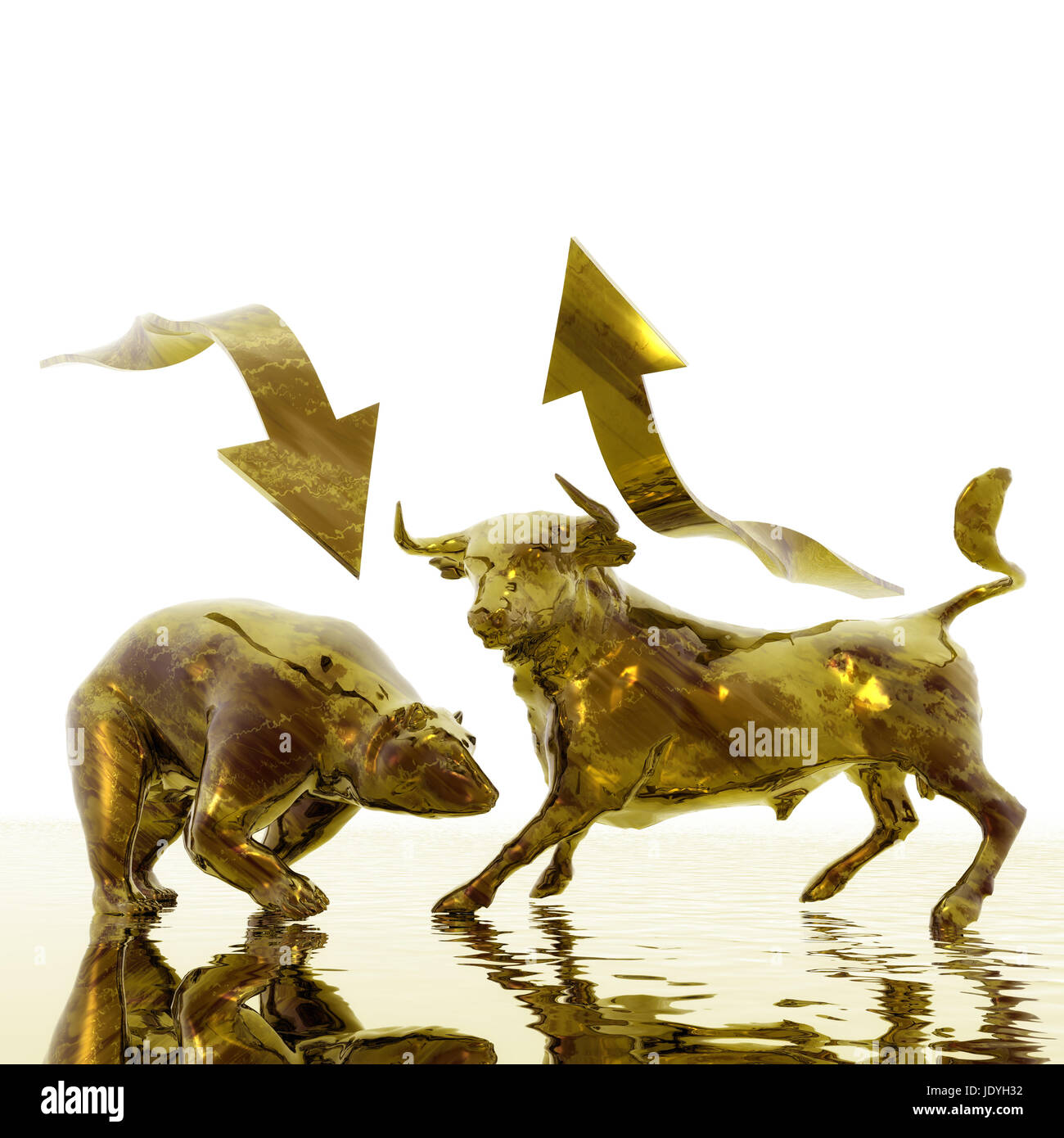 Digital Illustration of Bull and Bear Stock Photo