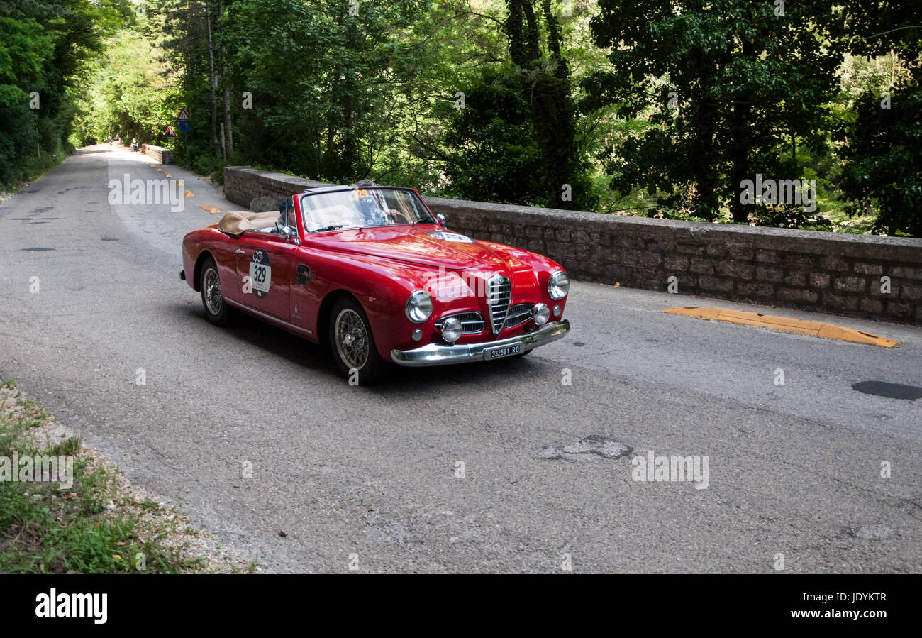 ALFA ROMEO 1900 C SPRINT CABRIOLET 1953 on an old racing car in rally ...
