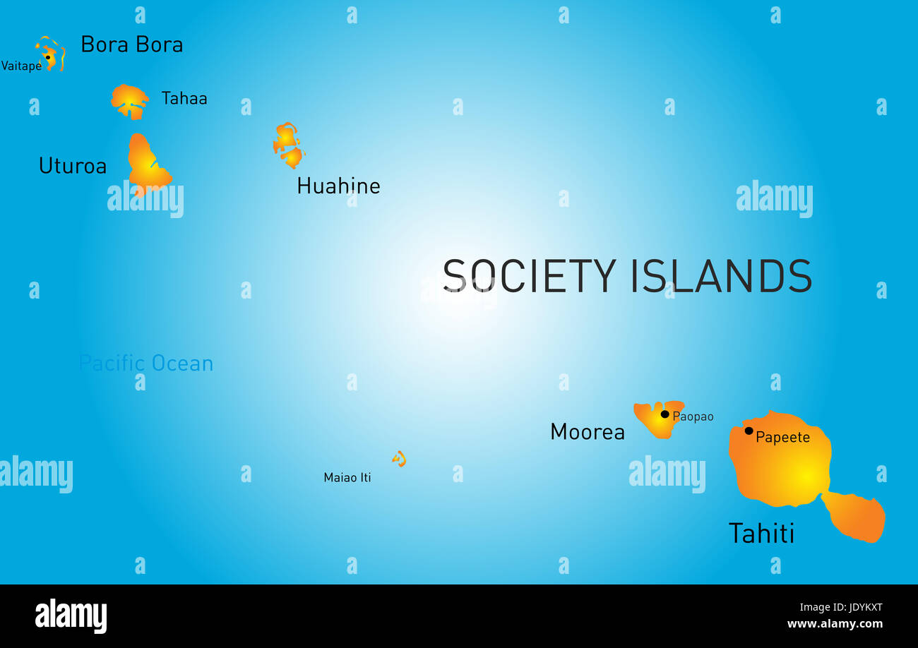 Vector color map of society island Stock Photo