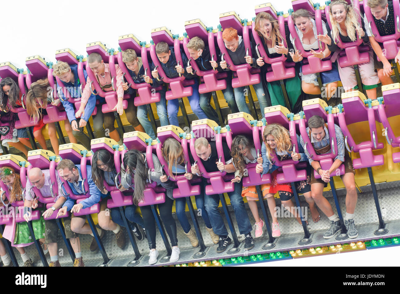 MUNICH GERMANY SEPT 26 2014 Visitors On An Amusement Park Ride At