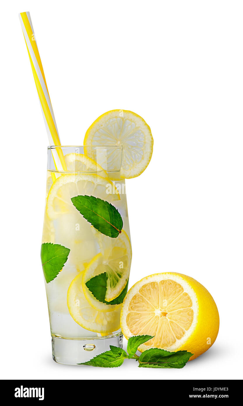 Glass of lemonade with straw Stock Photo