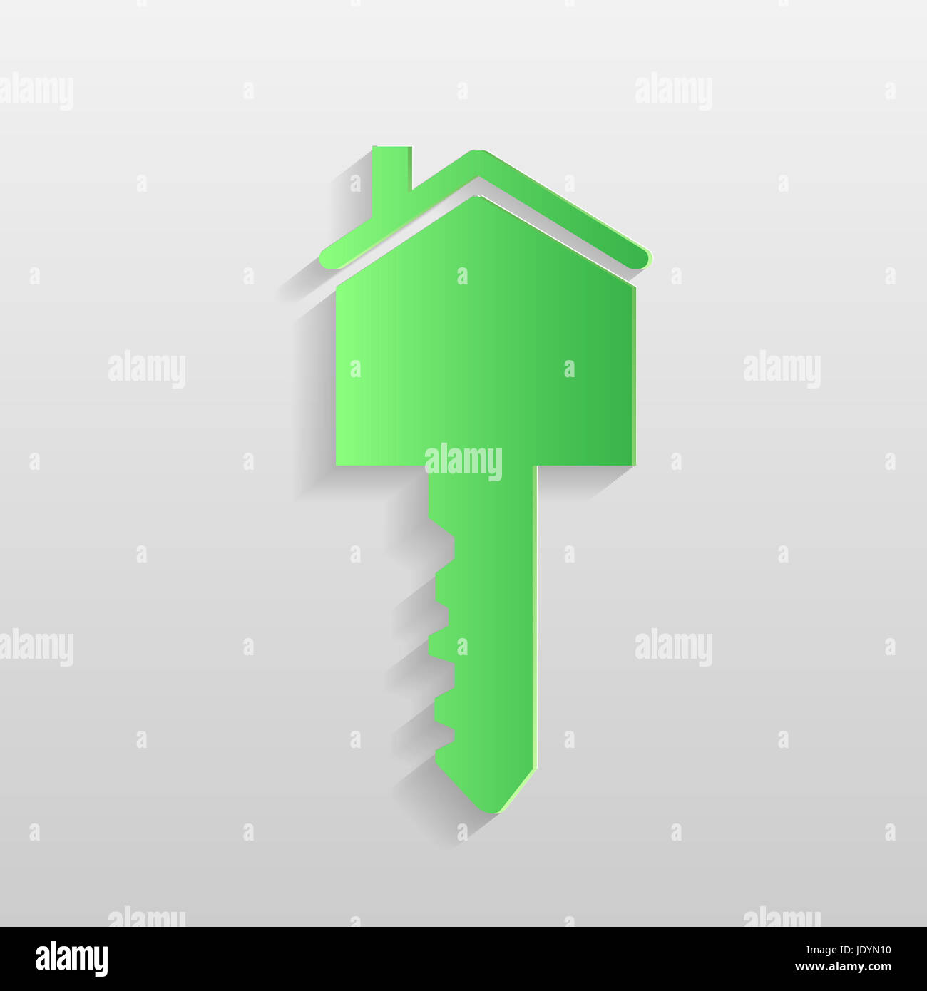 Illustration of a green house key isolated on a light background Stock ...