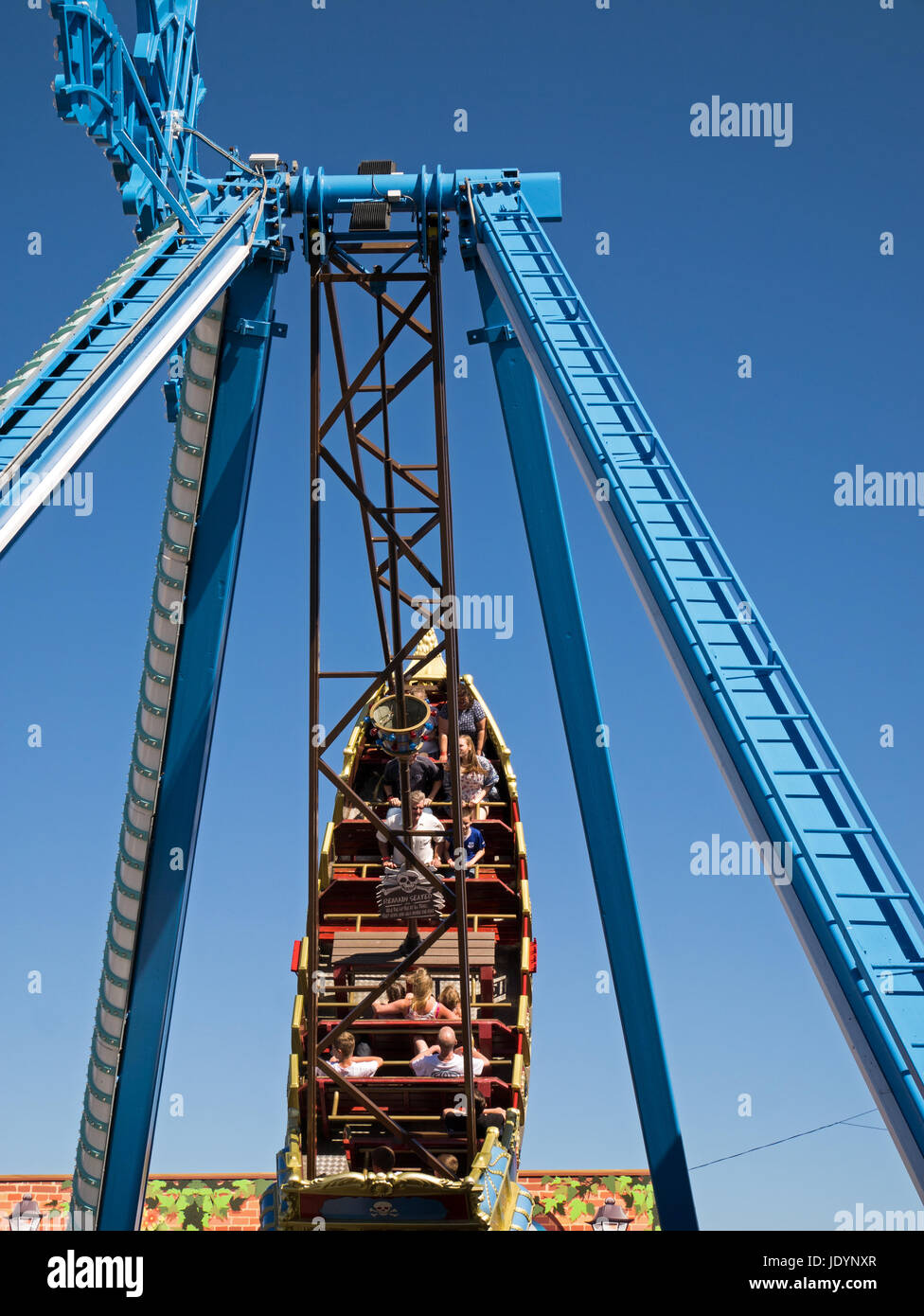 The Pirate Ship, a huge swinging gondola ride at The Pleasure Beach in Great Yarmouth, Norfolk, England, UK Stock Photo