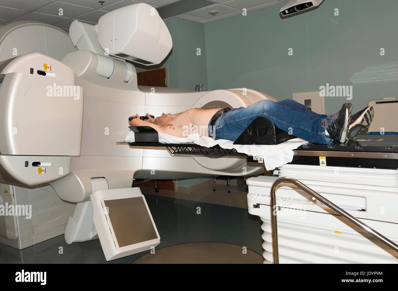 Patient Radiation therapy laser markings lines for targeting cancer cells in the Chest Stock Photo