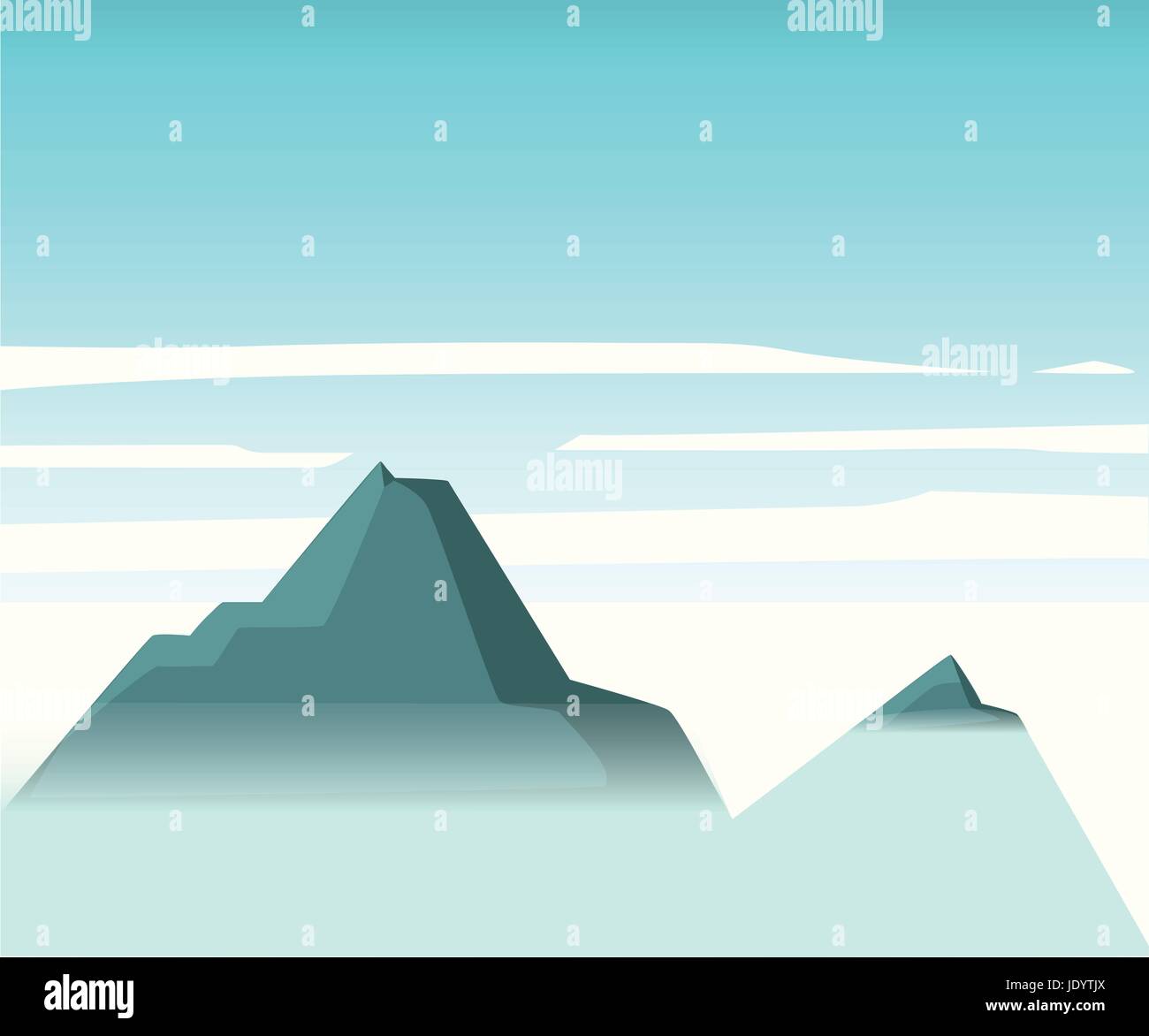 Vector mountain Illustration of the big brown rocks under the blue sky The space for the text for the brochure or website. Stock Vector