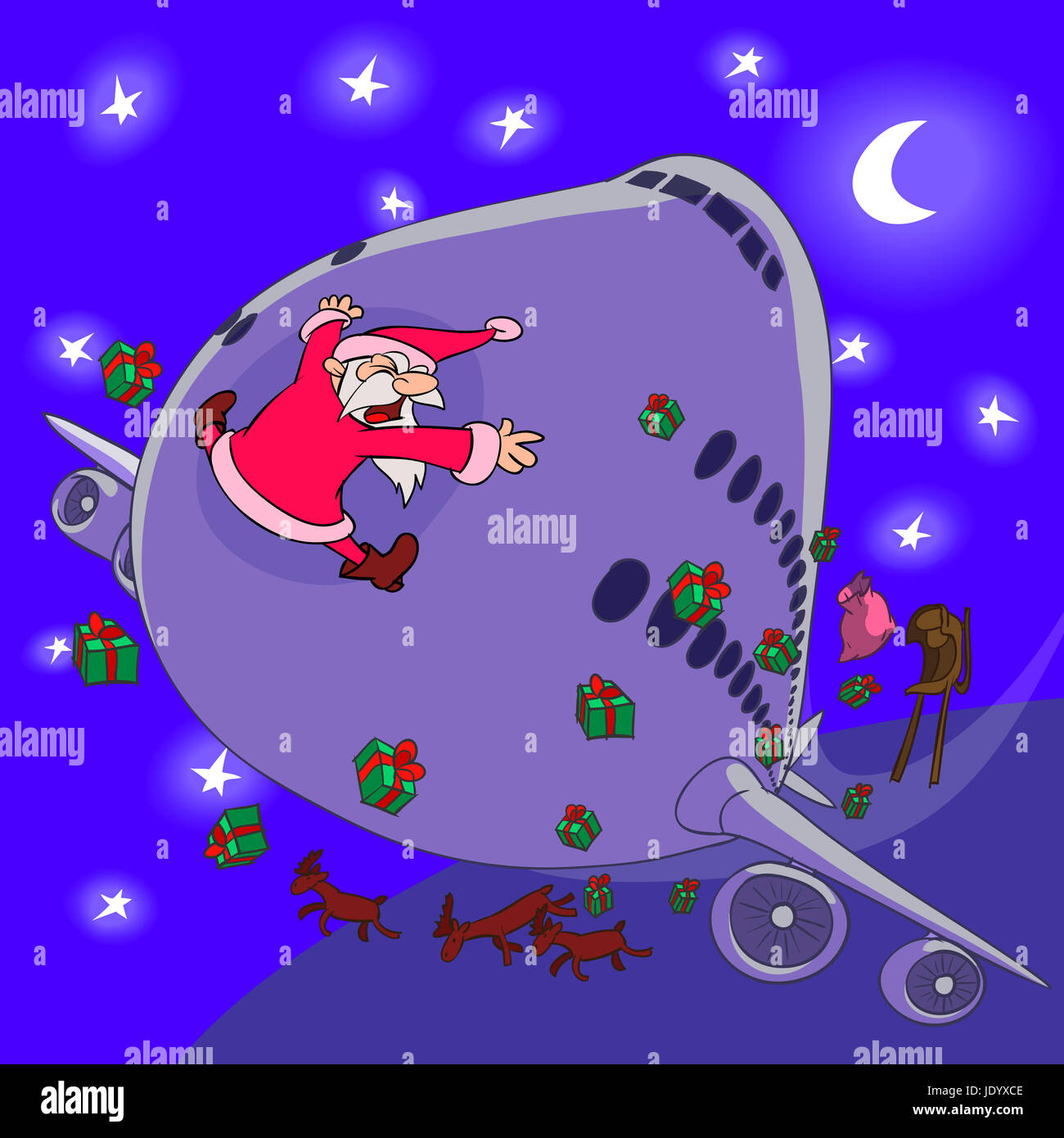 A sledge of Santa Claus is crashed by a plane Stock Photo - Alamy