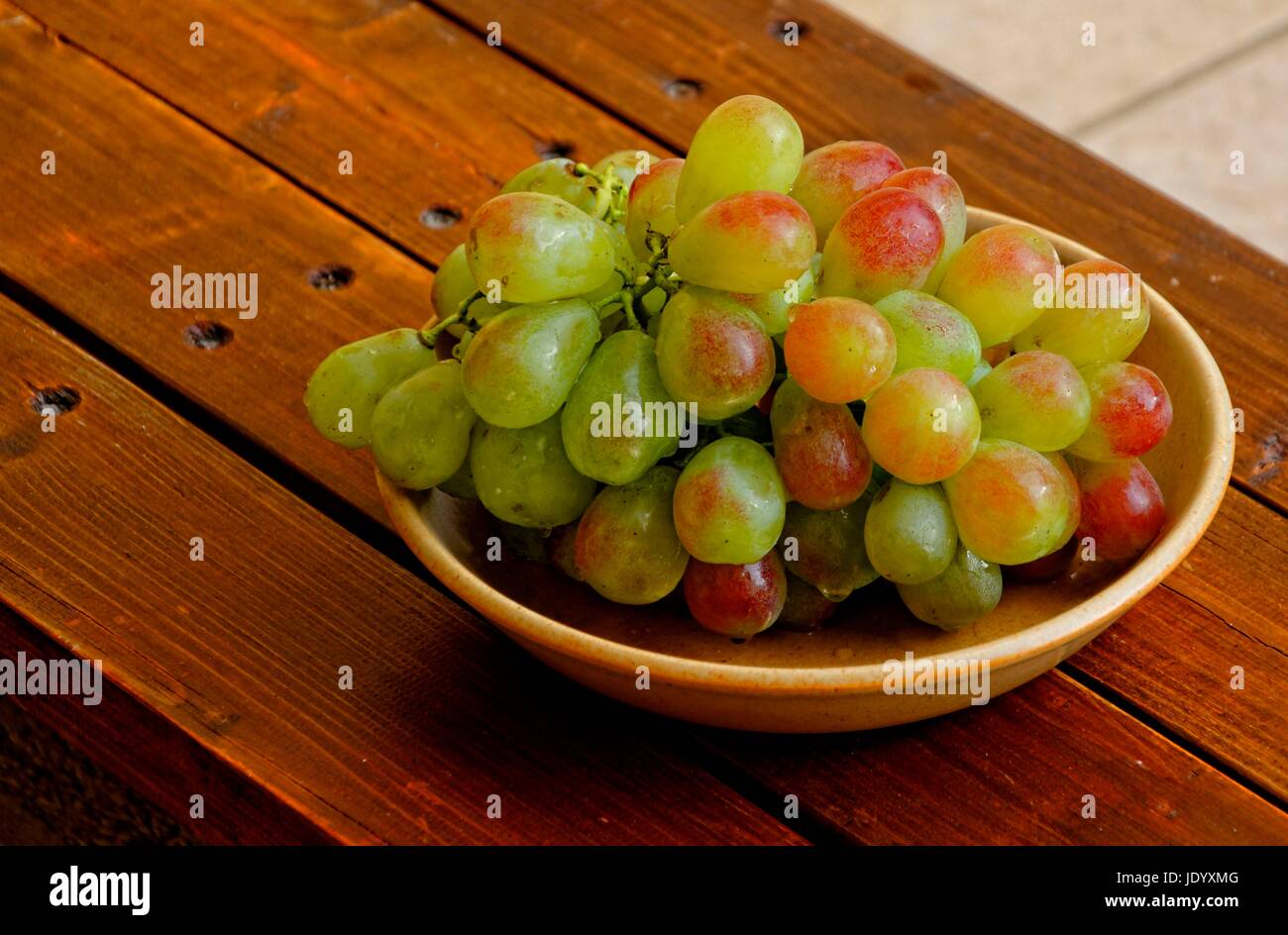 Heliotrop Traubensorte, Vitis vinifera im Teller Stock Photo