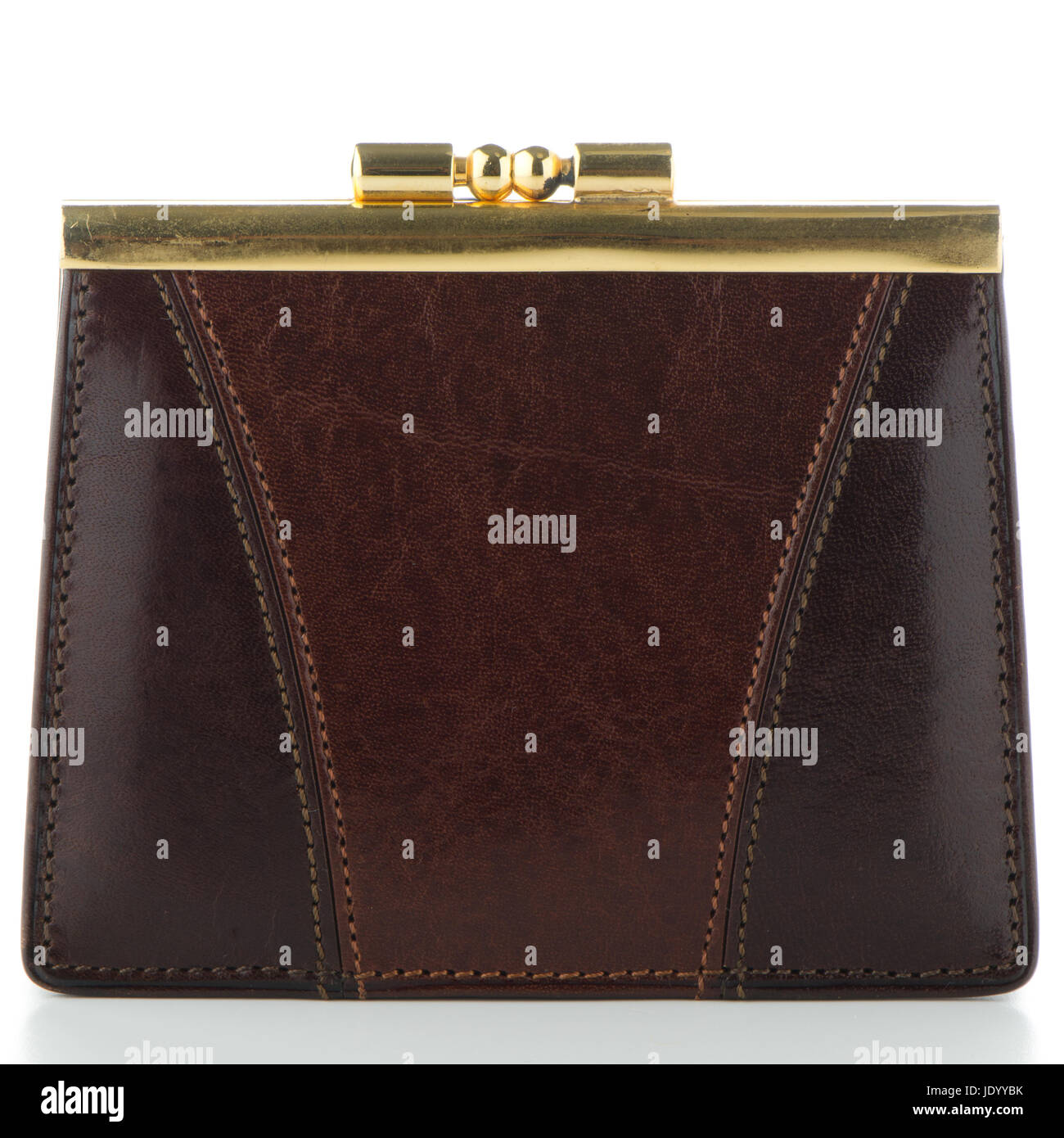 Brown leather purse isolated on white background Stock Photo - Alamy