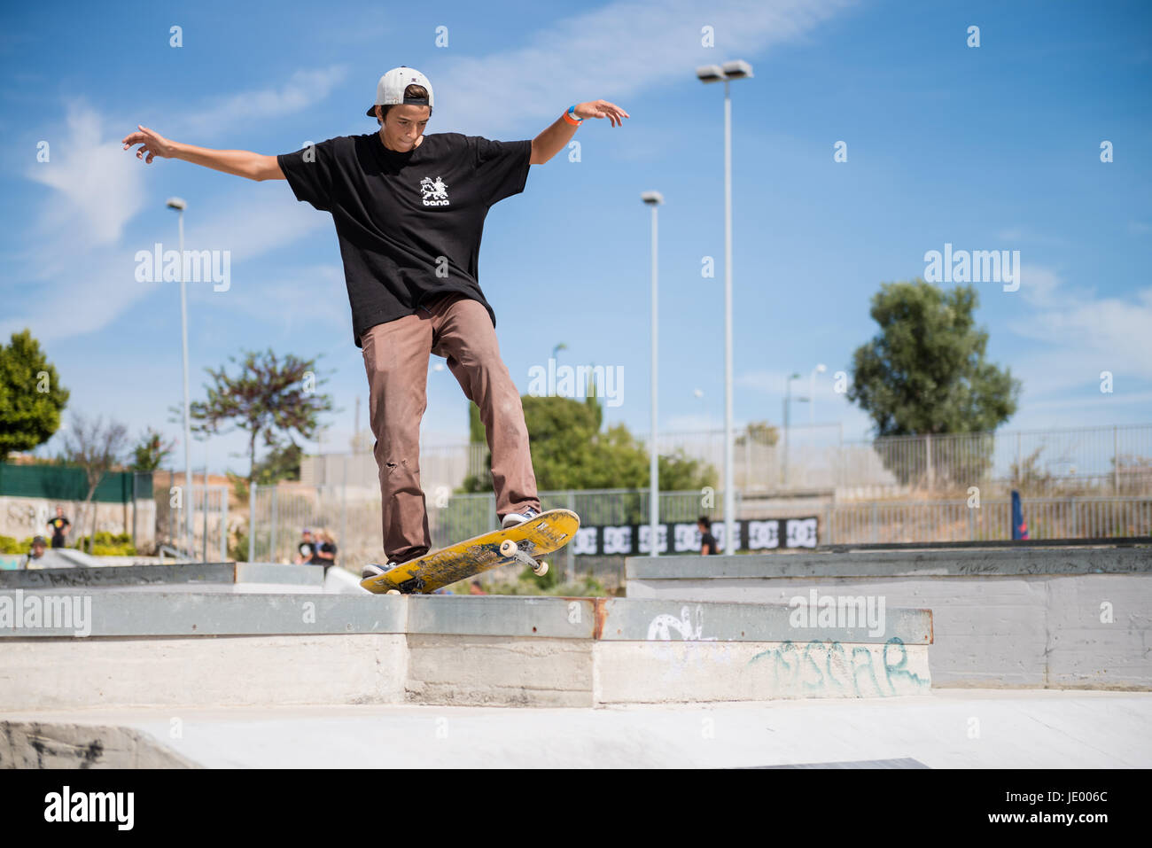 ALBUFEIRA, PORTUGAL - OCTOBER 5, 2014: Miguel Pinto during the 3rd Stage DC Skate Challenge by Fuel TV. Stock Photo