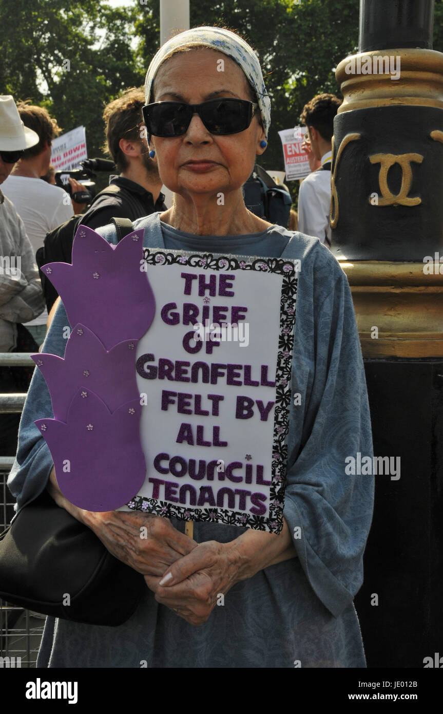 London's Day of Rage protest, and Justice for Grenfell Stock Photo