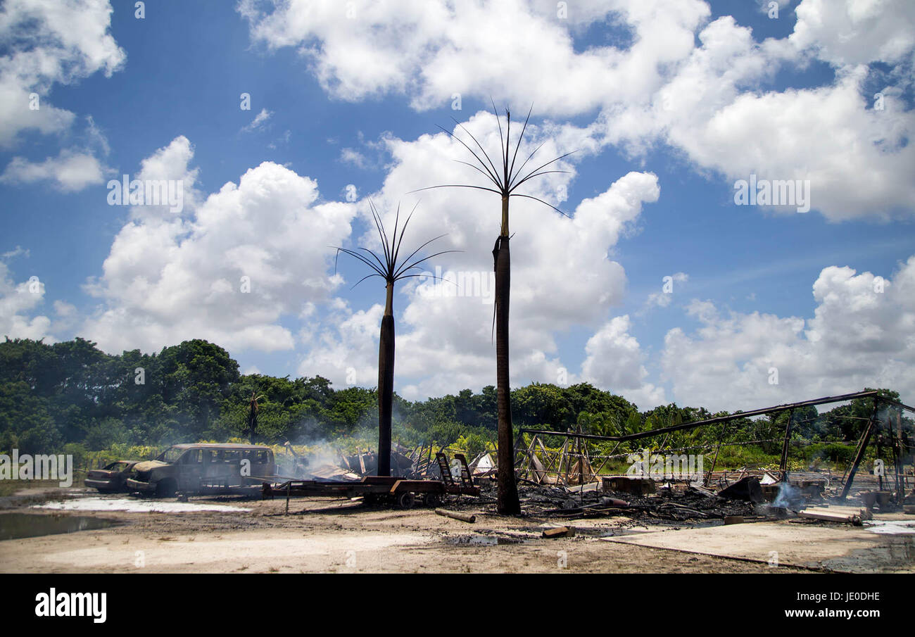 Delray Beach, Florida, USA. 22nd June, 2017. A fire destroyed a wood