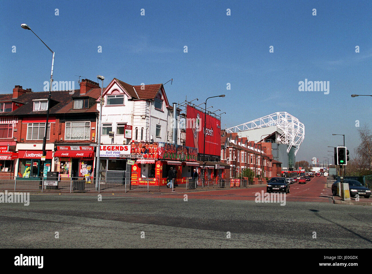 SIR MATT BUSBY WAY OLD TRAFFORD MANCHESTER 05 April 2000 Stock Photo