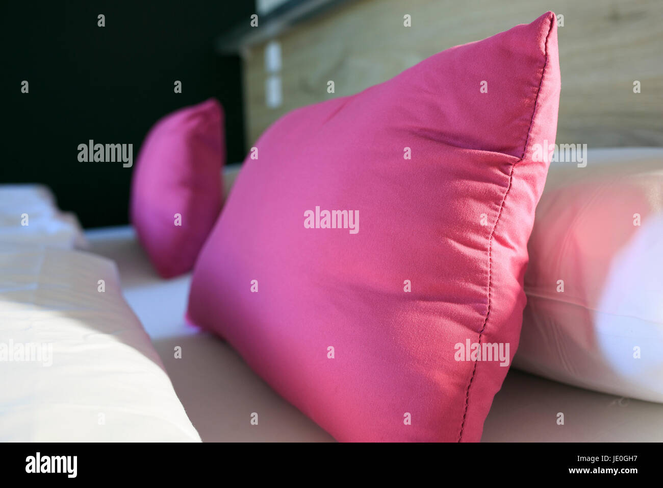 Bed and pillow in a hotel Stock Photo Alamy