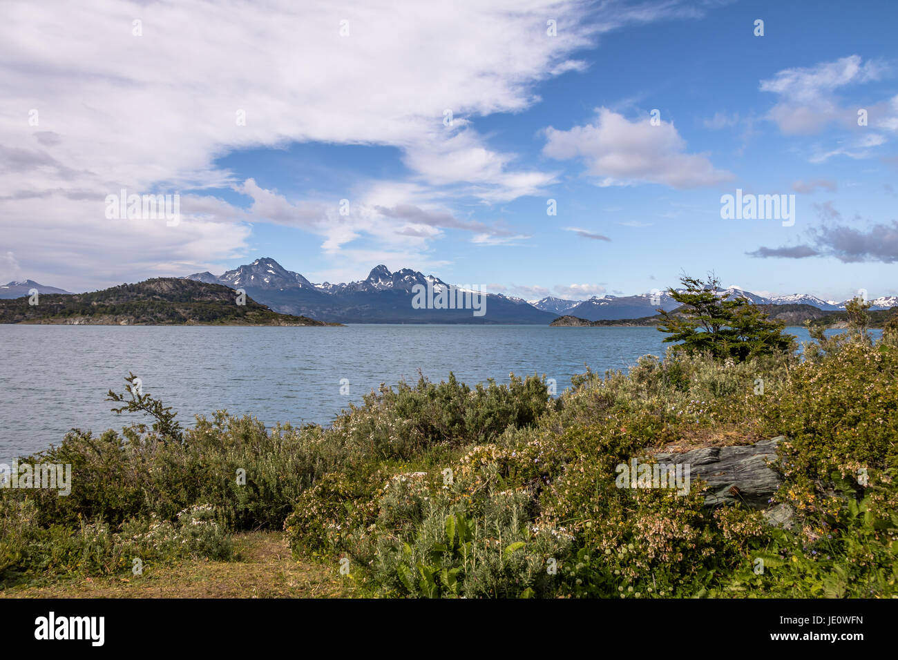 Lapataia Bay at Tierra del Fuego National Park in Patagonia - Ushuaia, Tierra del Fuego, Argentina Stock Photo