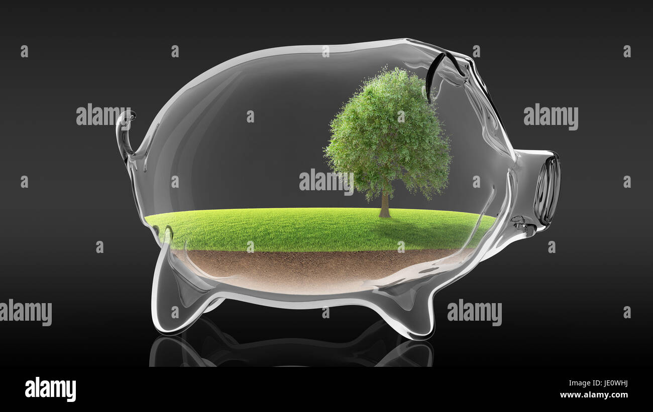 Transparent empty piggy bank. 3d rendering Stock Photo - Alamy