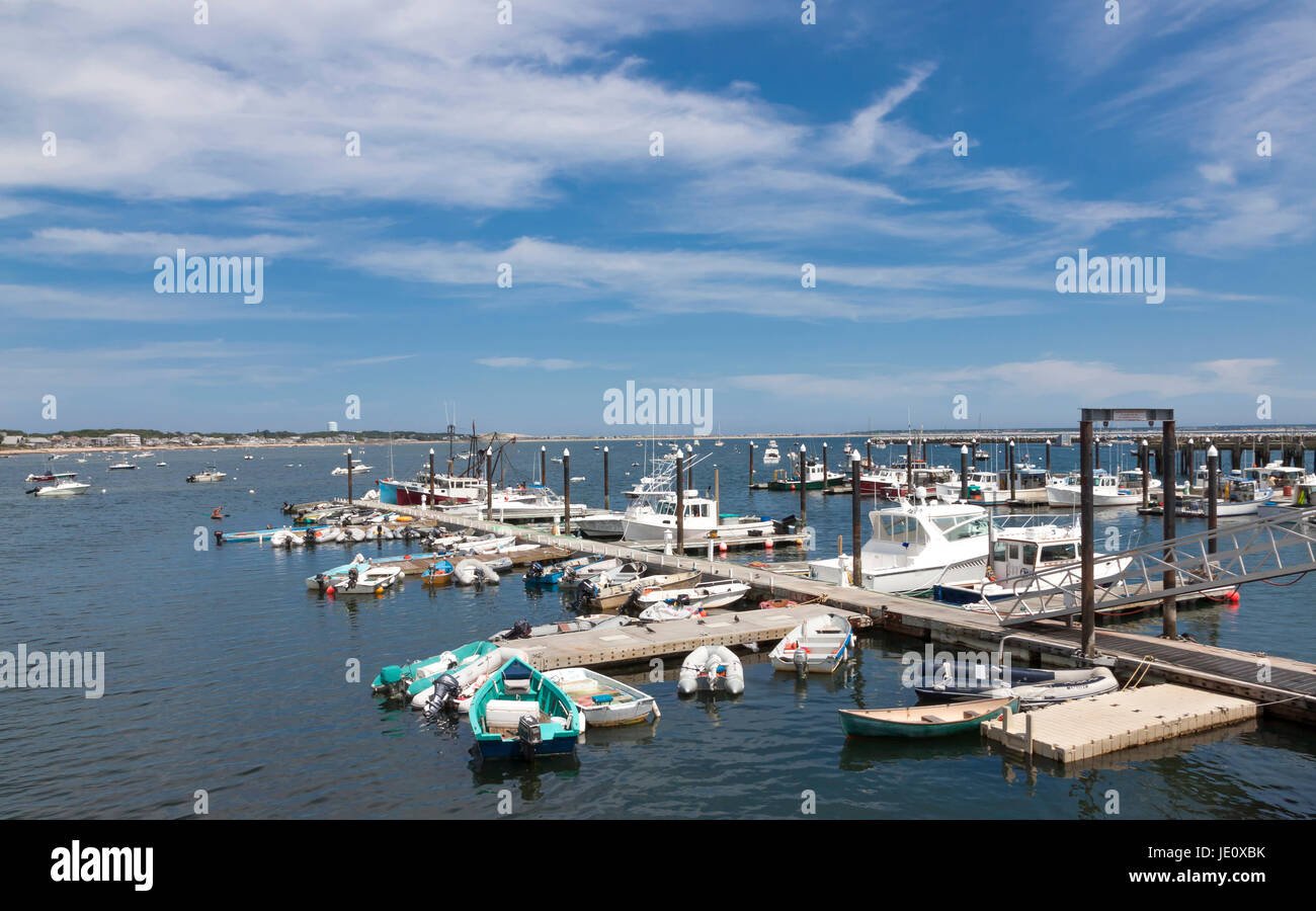 Boats Docked at Provincetown Marina, Massachusetts, Cape Cod. Stock Photo