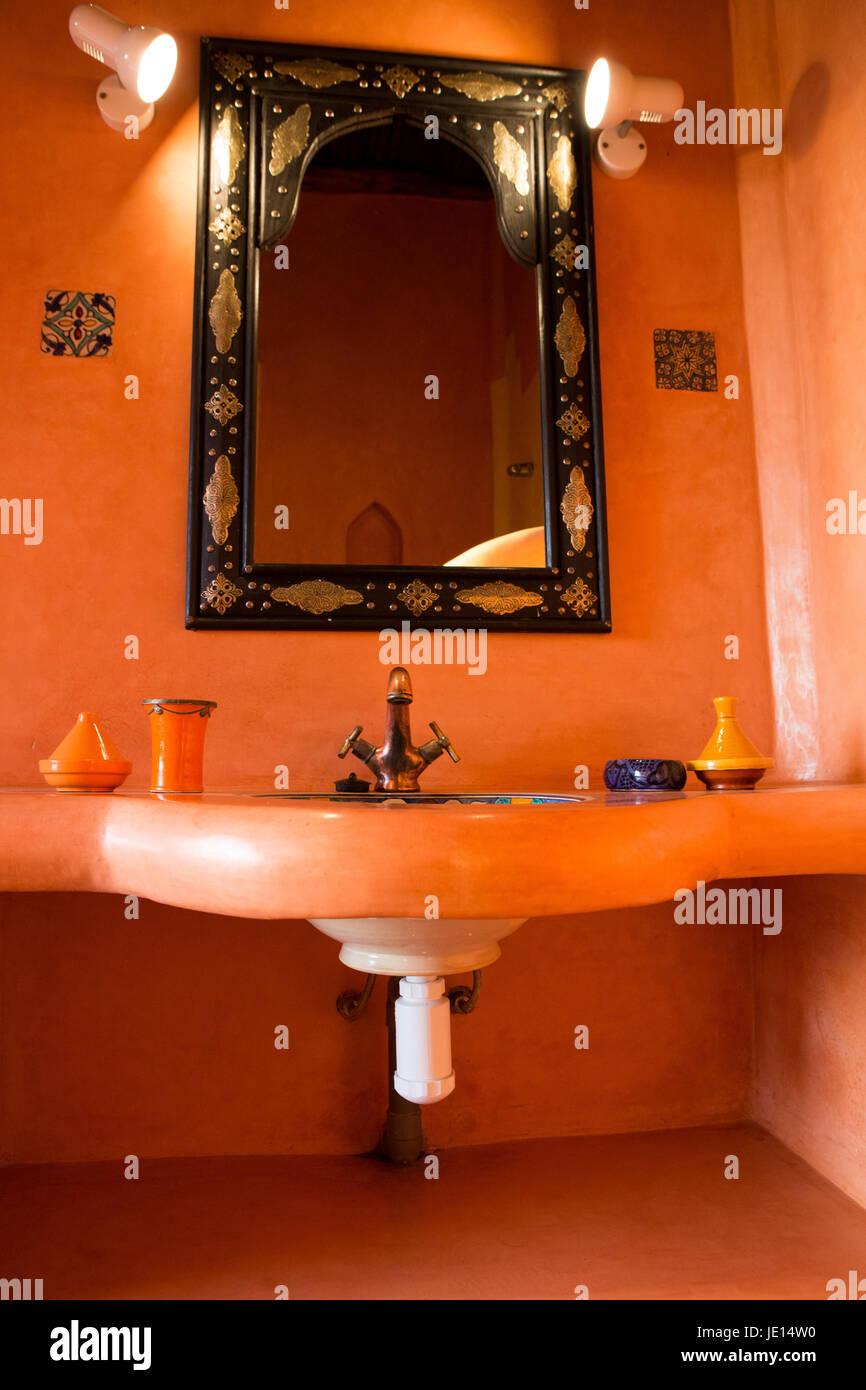 Moroccan Themed Spa And Bathroom In Morocco View Of The Sink And