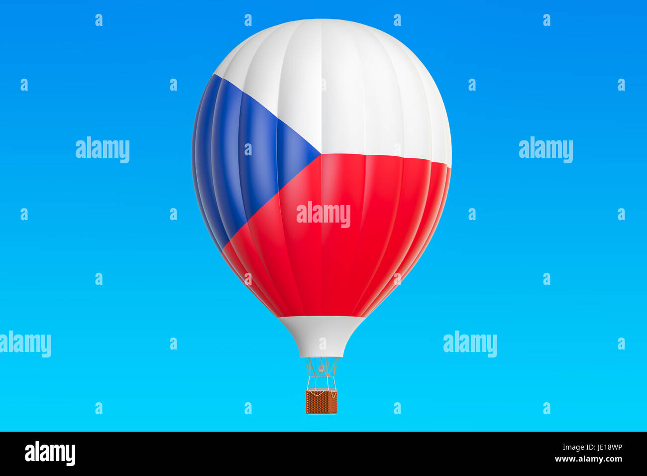 Hot air balloon with Czech Republic flag, 3D rendering Stock Photo