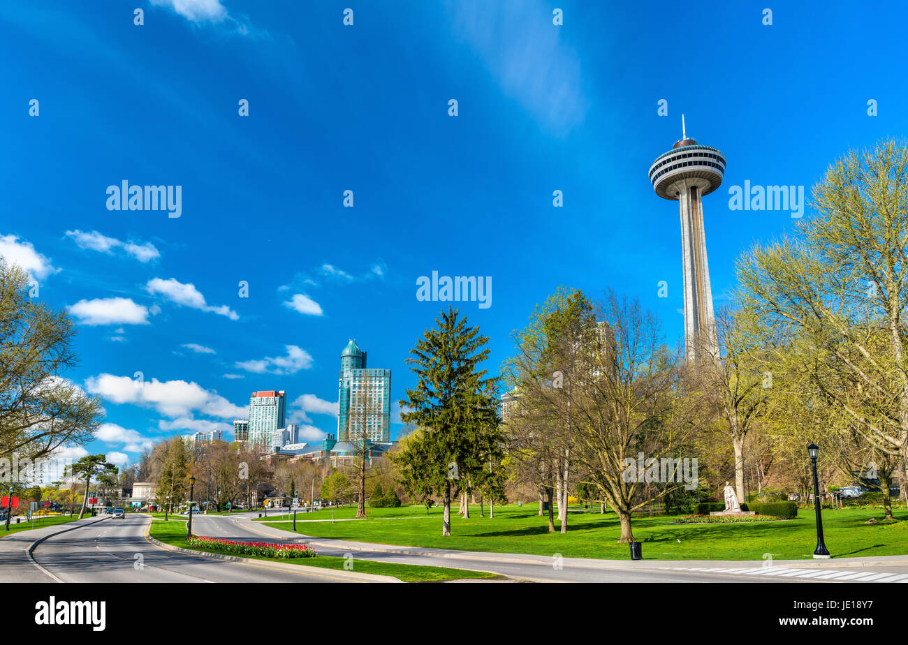 Skyline of Niagara Falls City in Canada Stock Photo