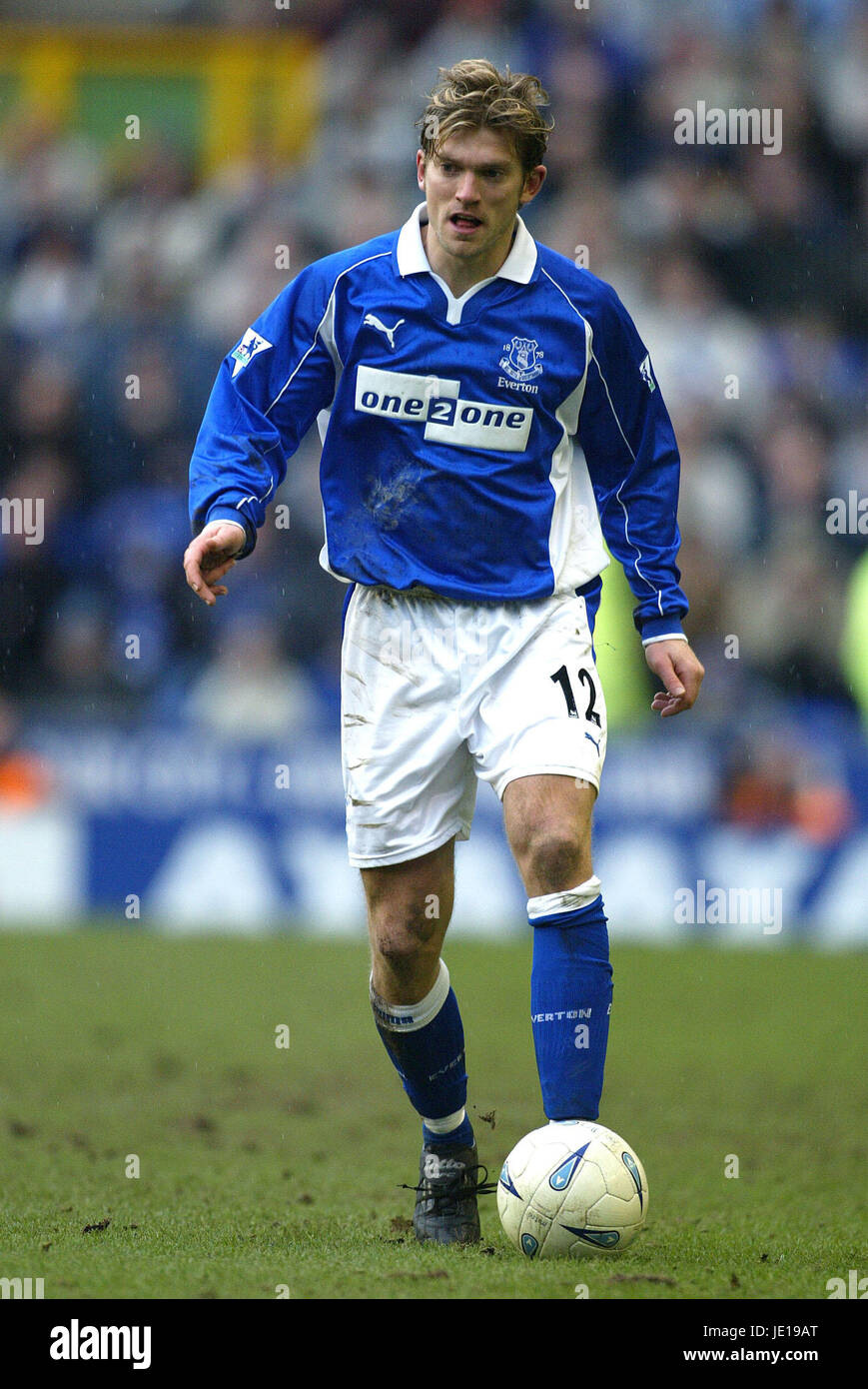 Jesper Blomqvist Everton Fc Liverpool Goodison Park 17 February 2002 Stock Photo Alamy