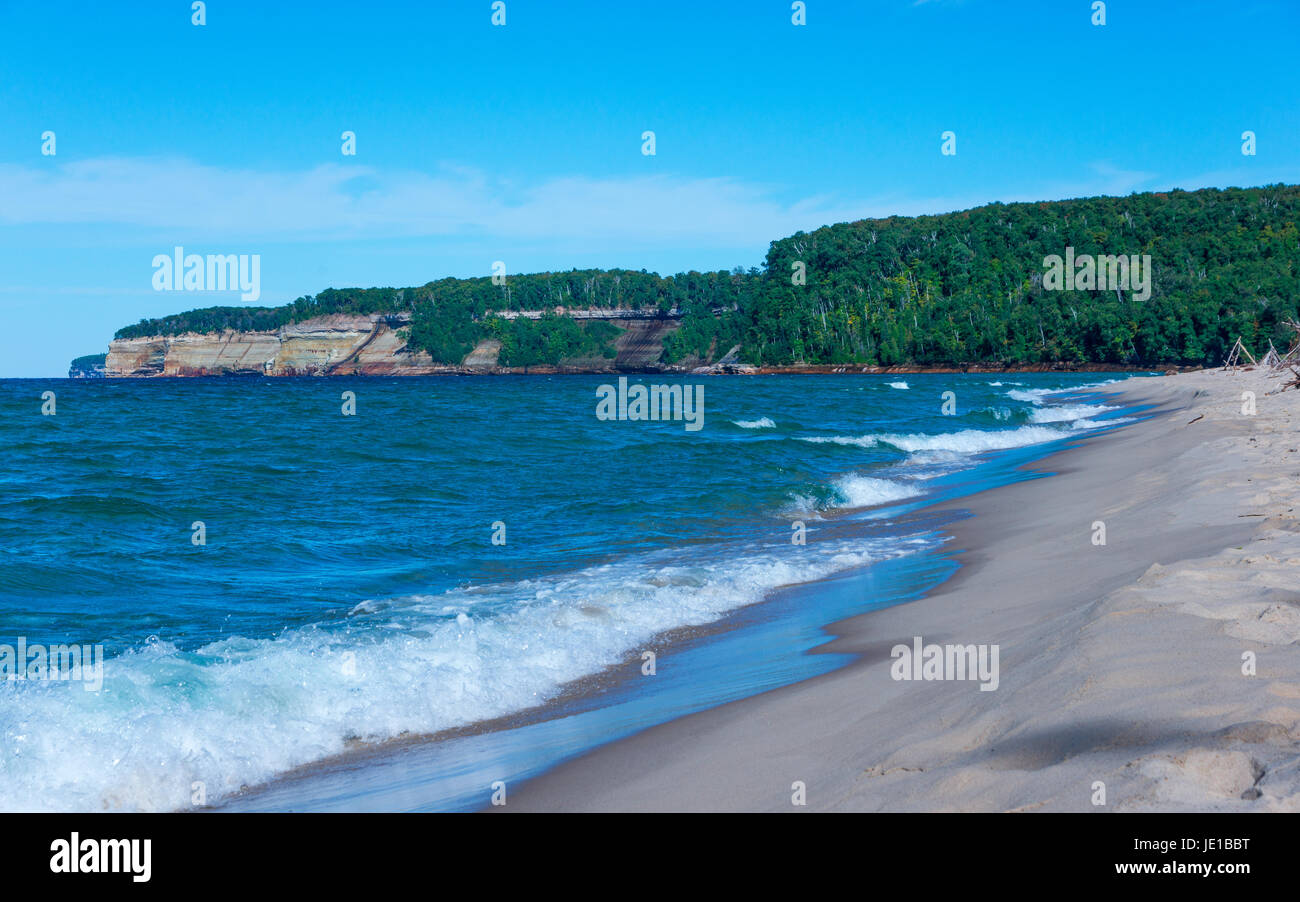 Lovely day on a  Lake Superior beach. Stock Photo