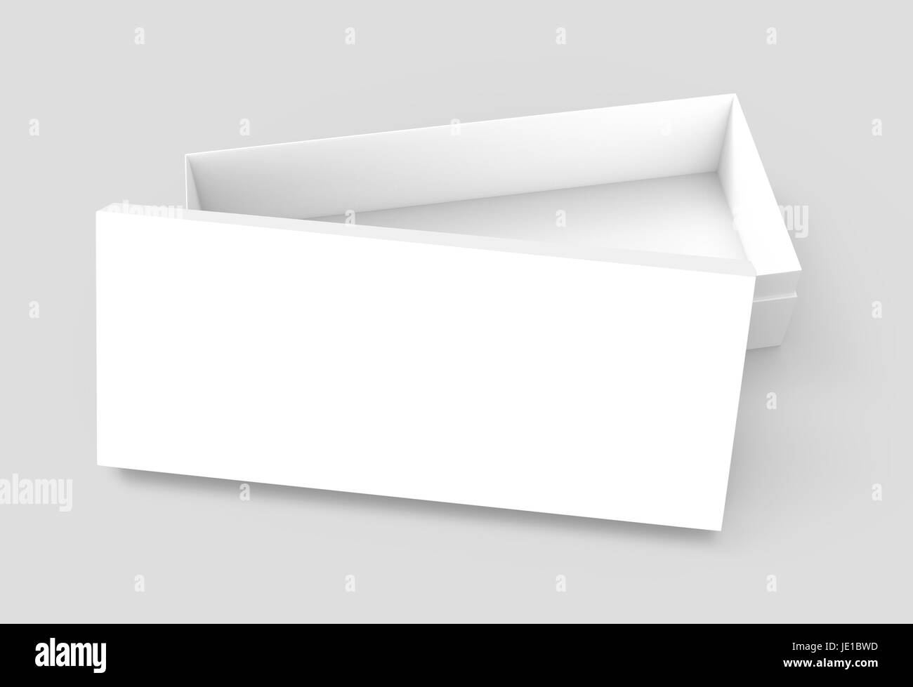 white 3d rendering blank rectangular open box with box separate lid ...