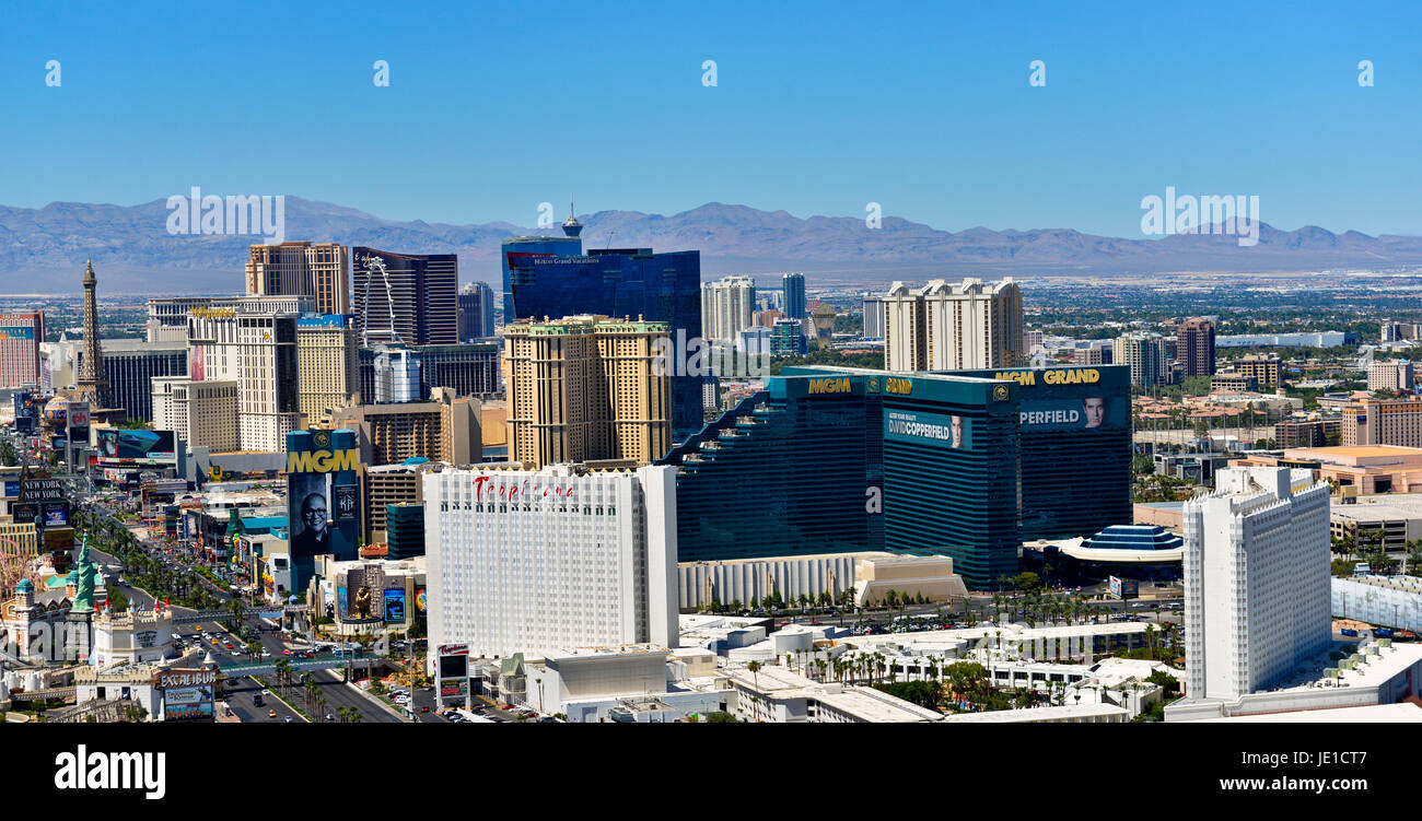 Aerial daytime Las Vegas, Nevada skyline. Stock Photo