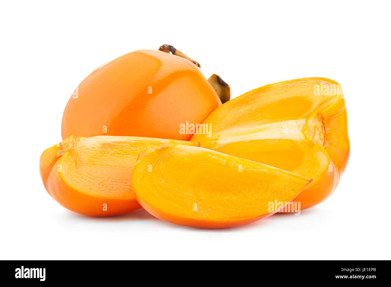 Persimmon fruit closeup isolated on white background Stock Photo - Alamy