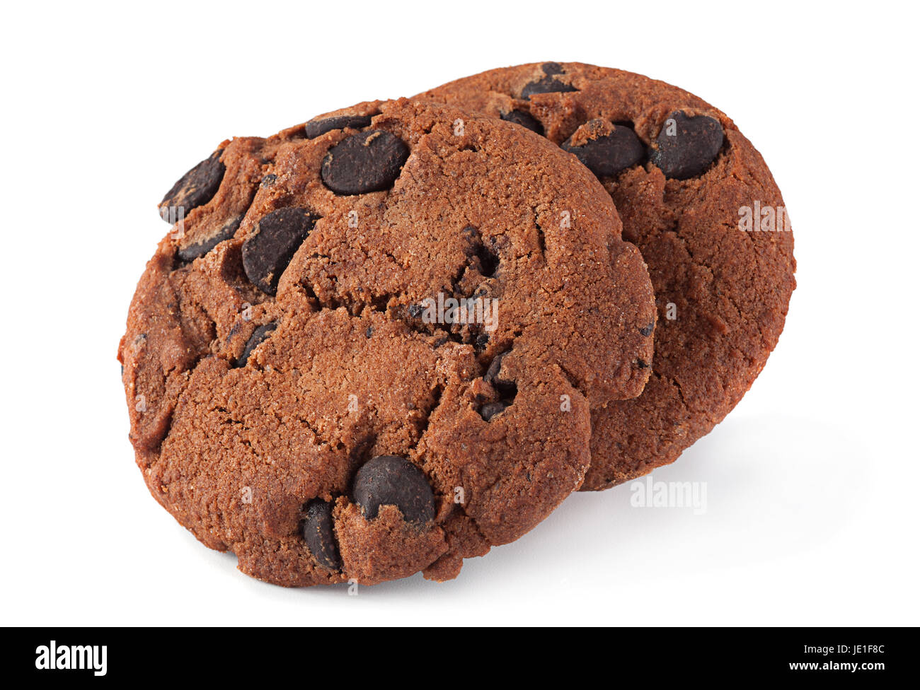 Brown cookies with chocolate isolated on white background Stock Photo ...