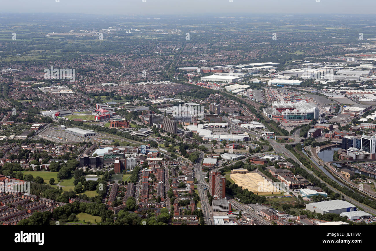 aerial view of Salford and Old Trafford, Manchester, UK Stock Photo