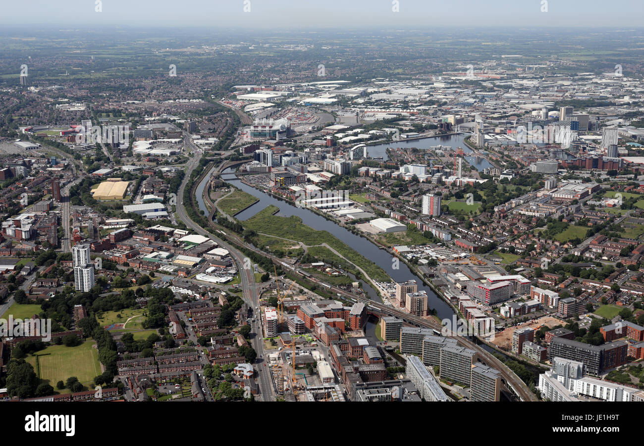 aerial view of Salford and Old Trafford, Manchester, UK Stock Photo