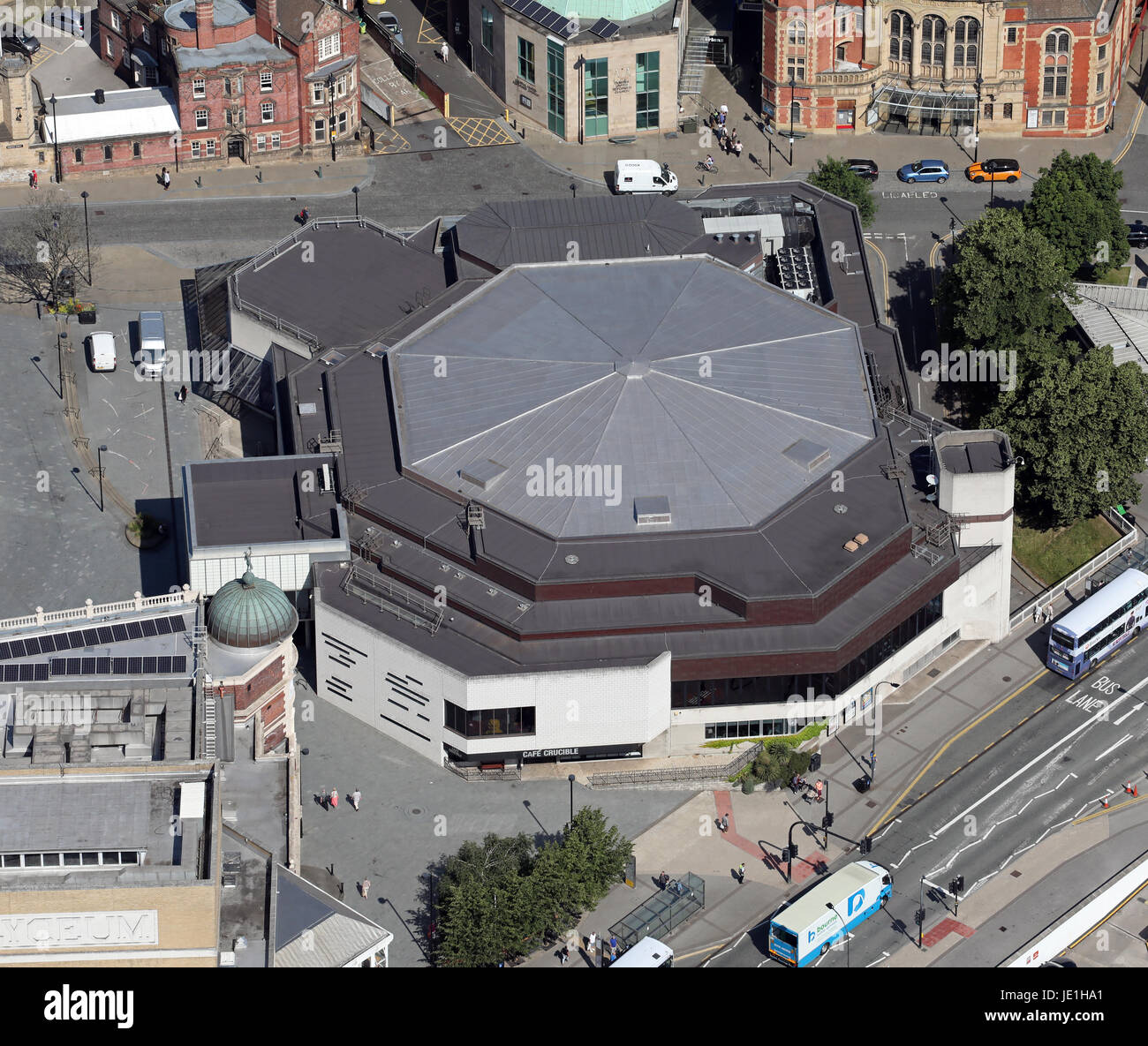 aerial view of the Sheffield Crucible Theatre Auditorium, UK Stock Photo